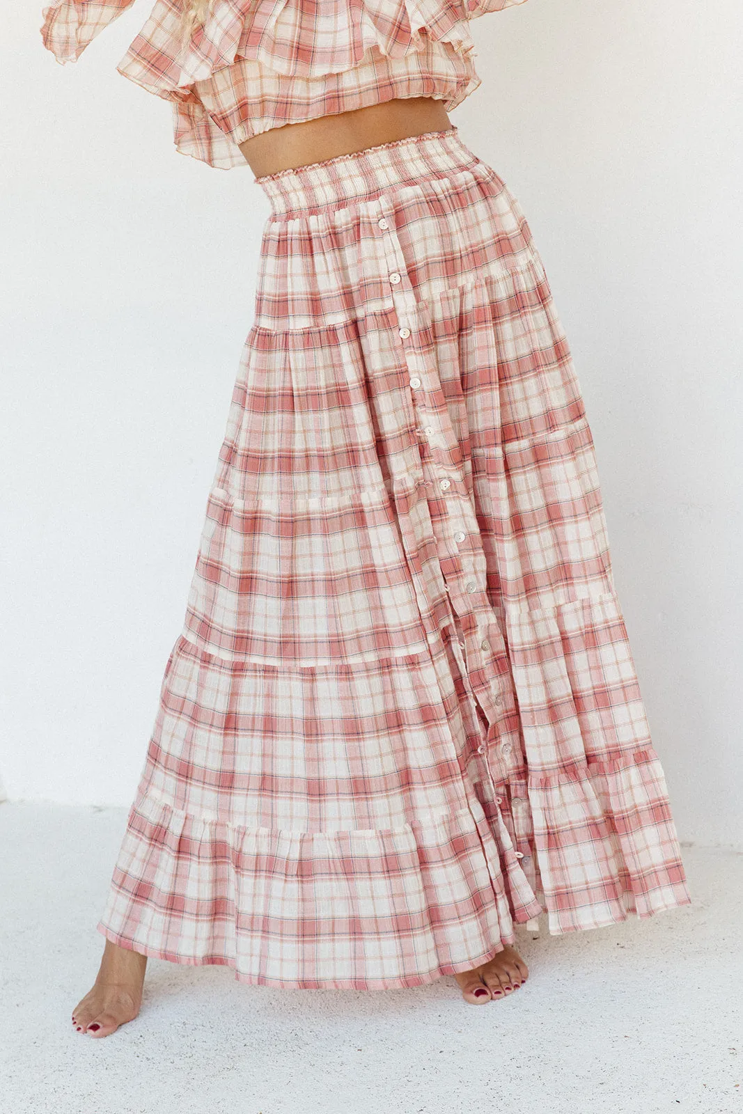 Flora Maxi Skirt - Pink Check sold by Tropical Dream product image thumbnail 3