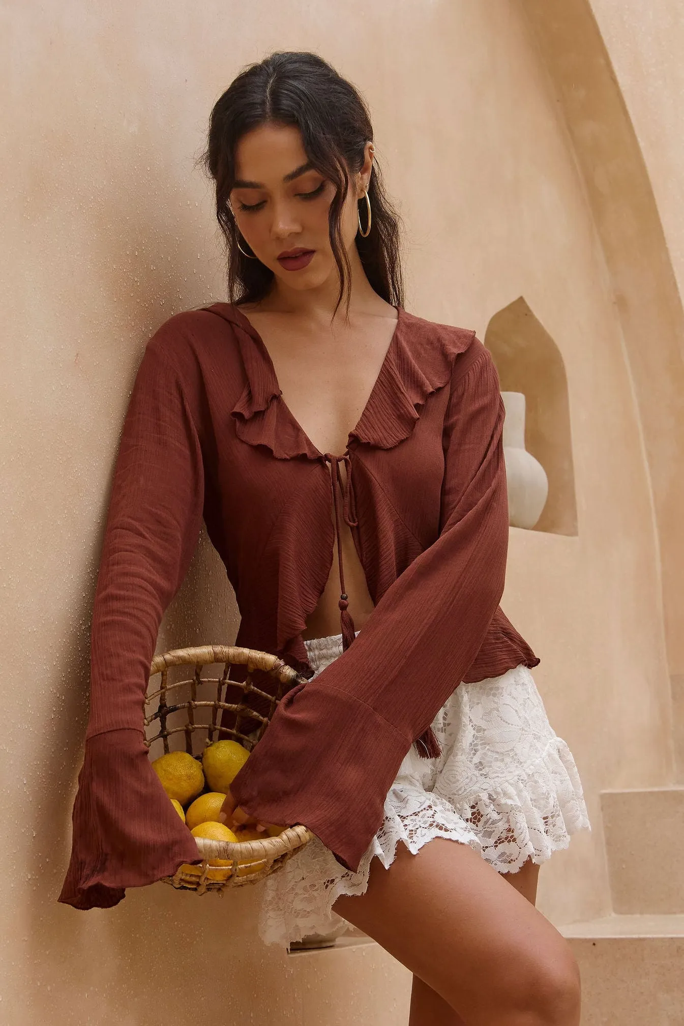 Jasmine Frill Top - Brown sold by Tropical Dream product image thumbnail 2