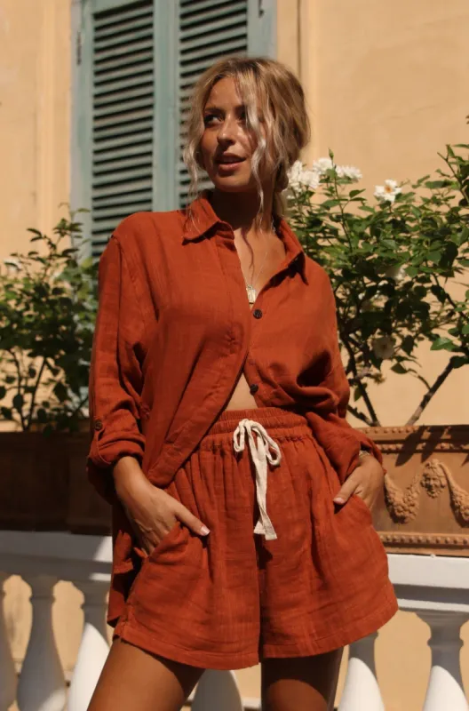 Lotus Oversized Shirt - Rust sold by Tropical Dream