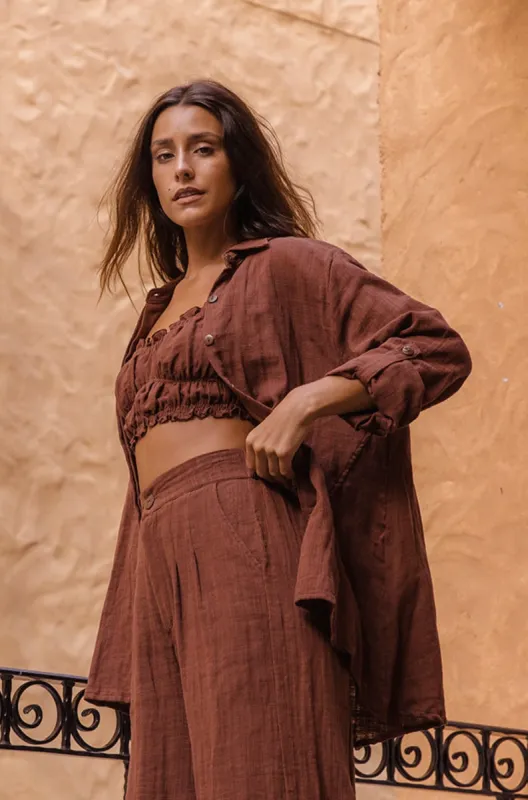 Lotus Oversized Shirt - Chocolate sold by Tropical Dream