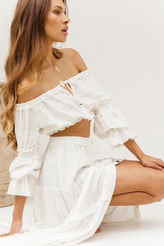 Esmeralda Crop Top - White (Lined Inside) sold by Tropical Dream