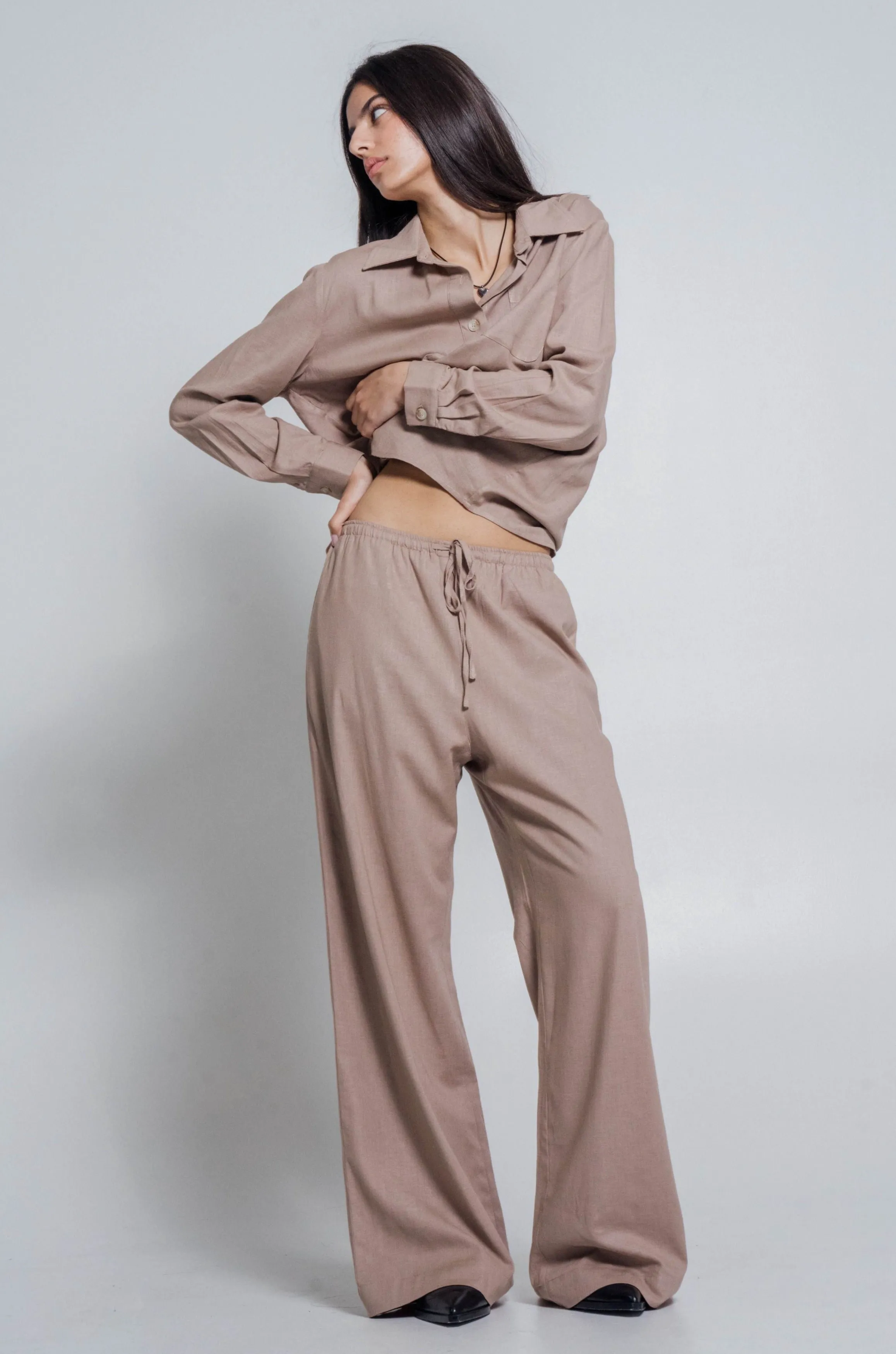 Linen Pants Set Taupe sold by Wildflo Studio product image thumbnail 3