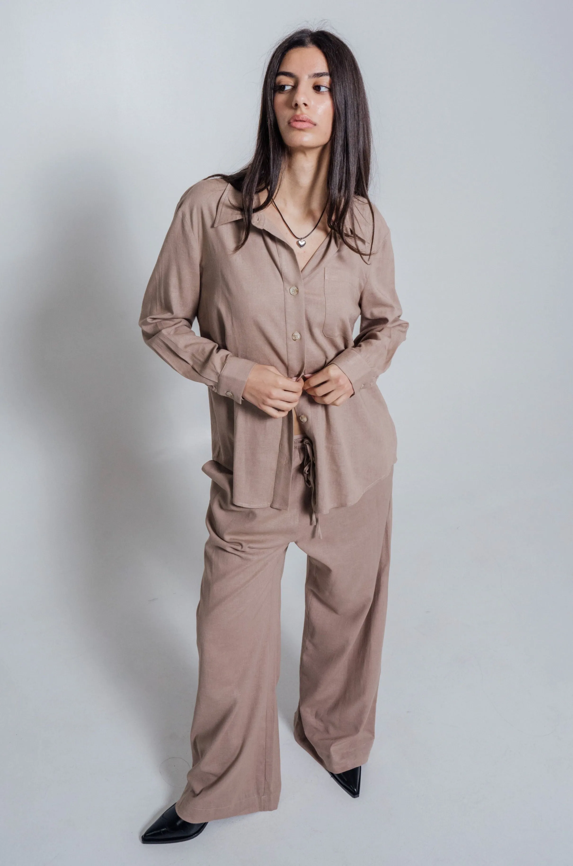 Linen Pants Set Taupe sold by Wildflo Studio product image thumbnail 2
