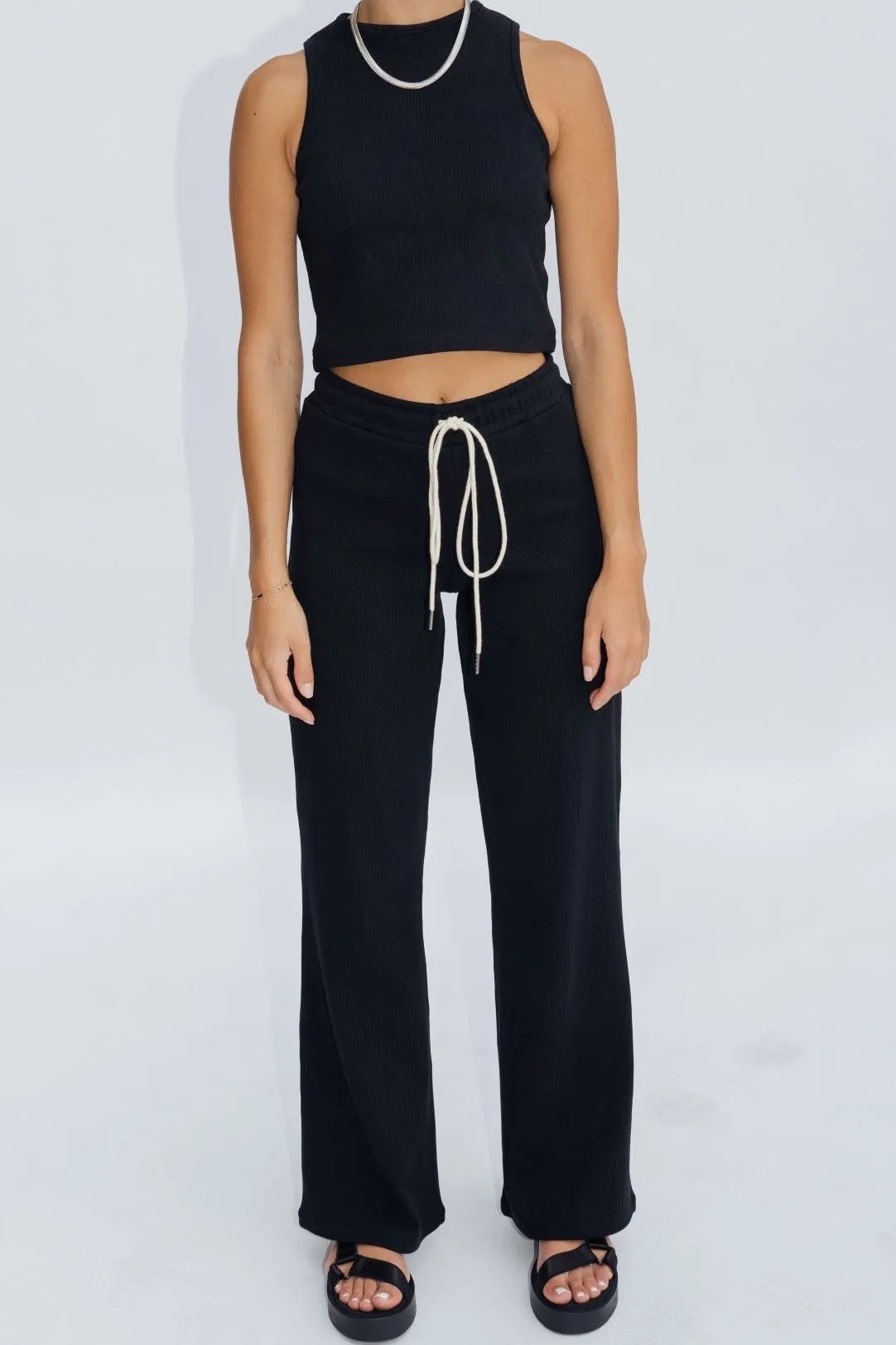 Wide Leg Lounge Pants Jet Black sold by Wildflo Studio product image thumbnail 2