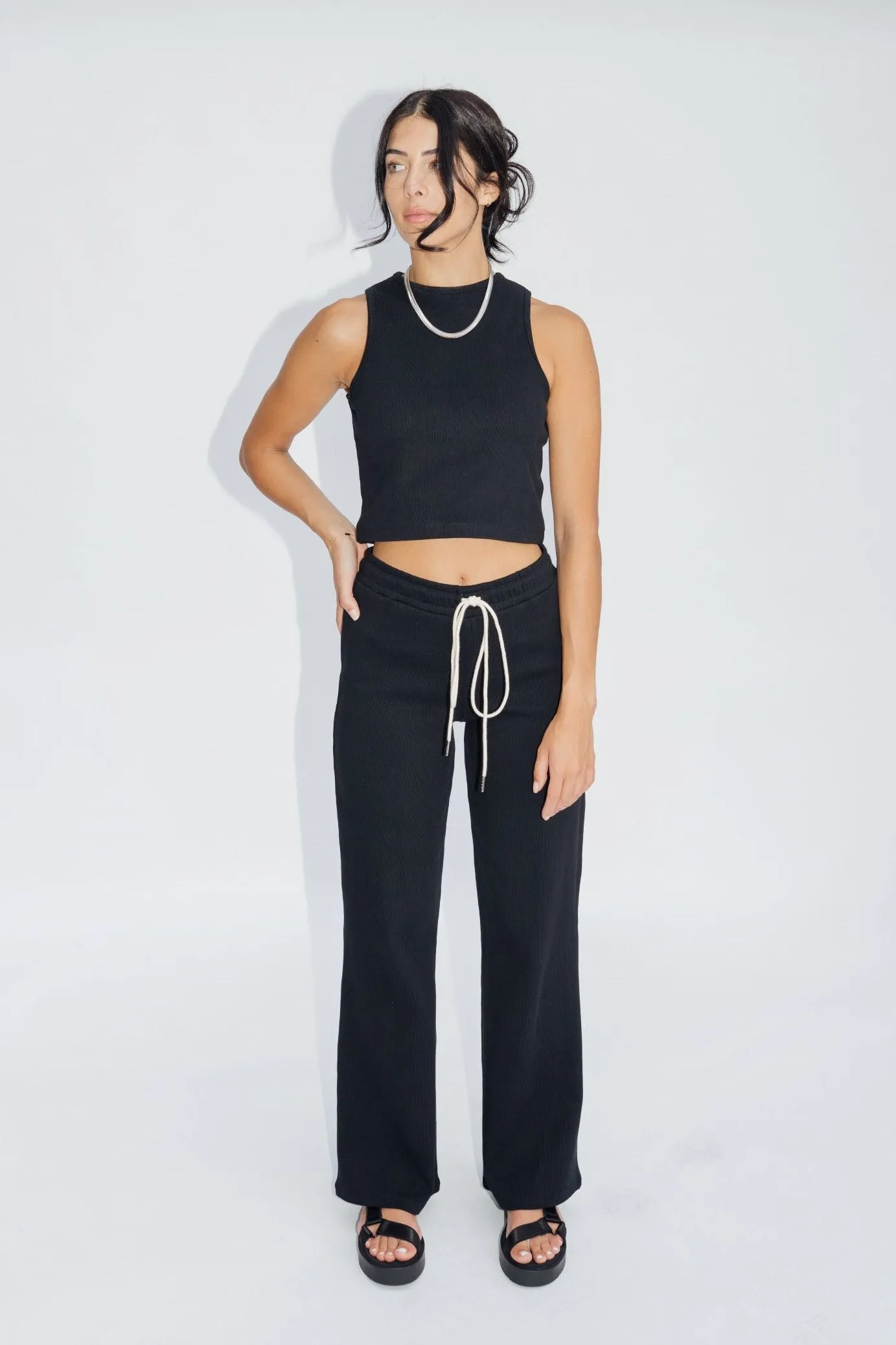 Wide Leg Lounge Pants Jet Black sold by Wildflo Studio product image thumbnail 3