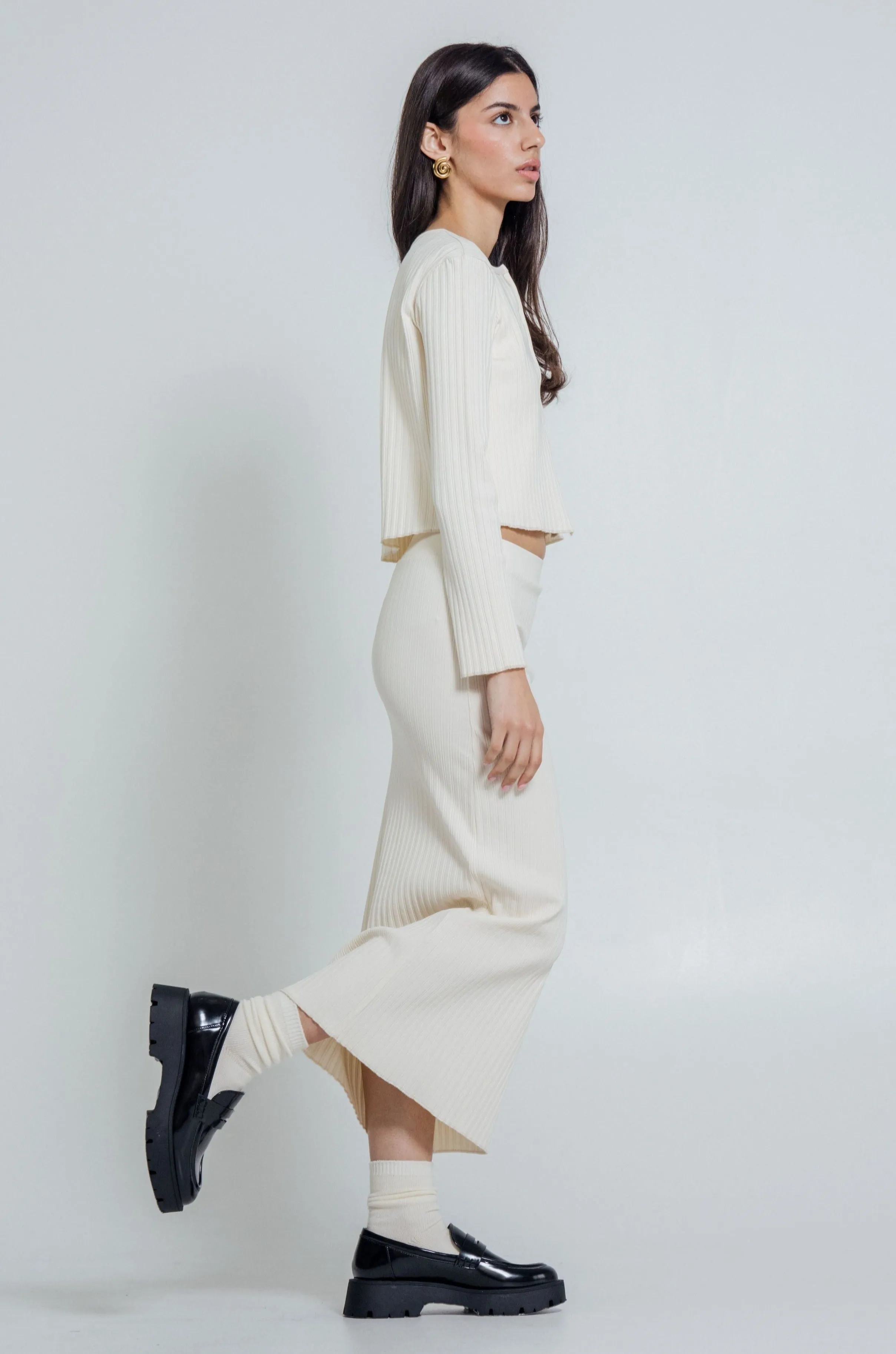 Rib Knit Midi Skirt Ivory sold by Wildflo Studio product image thumbnail 5