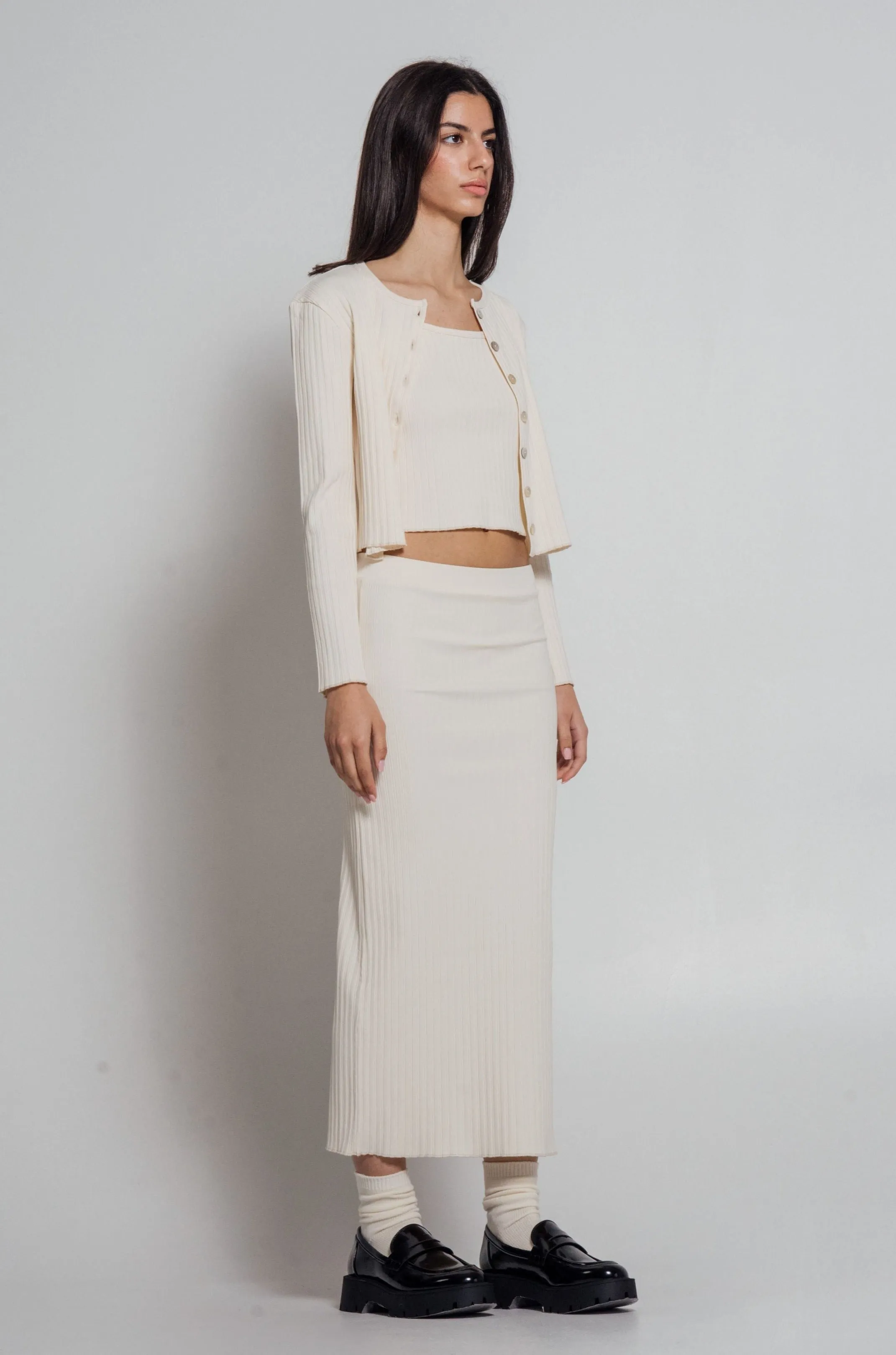 Rib Knit Midi Skirt Ivory sold by Wildflo Studio product image thumbnail 3