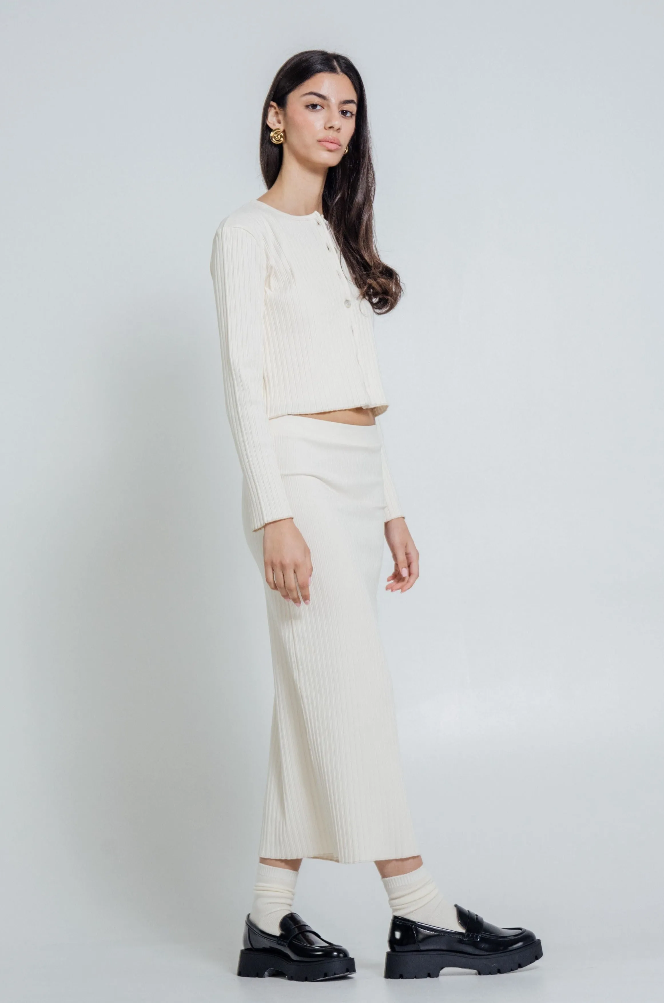 Rib Knit Midi Skirt Ivory sold by Wildflo Studio product image thumbnail 2