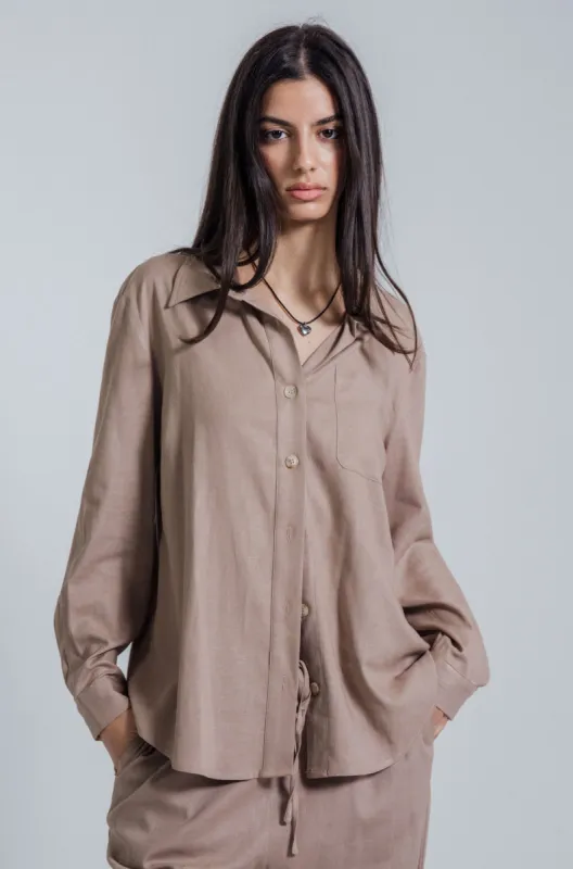 Linen Shirt Taupe sold by Wildflo Studio