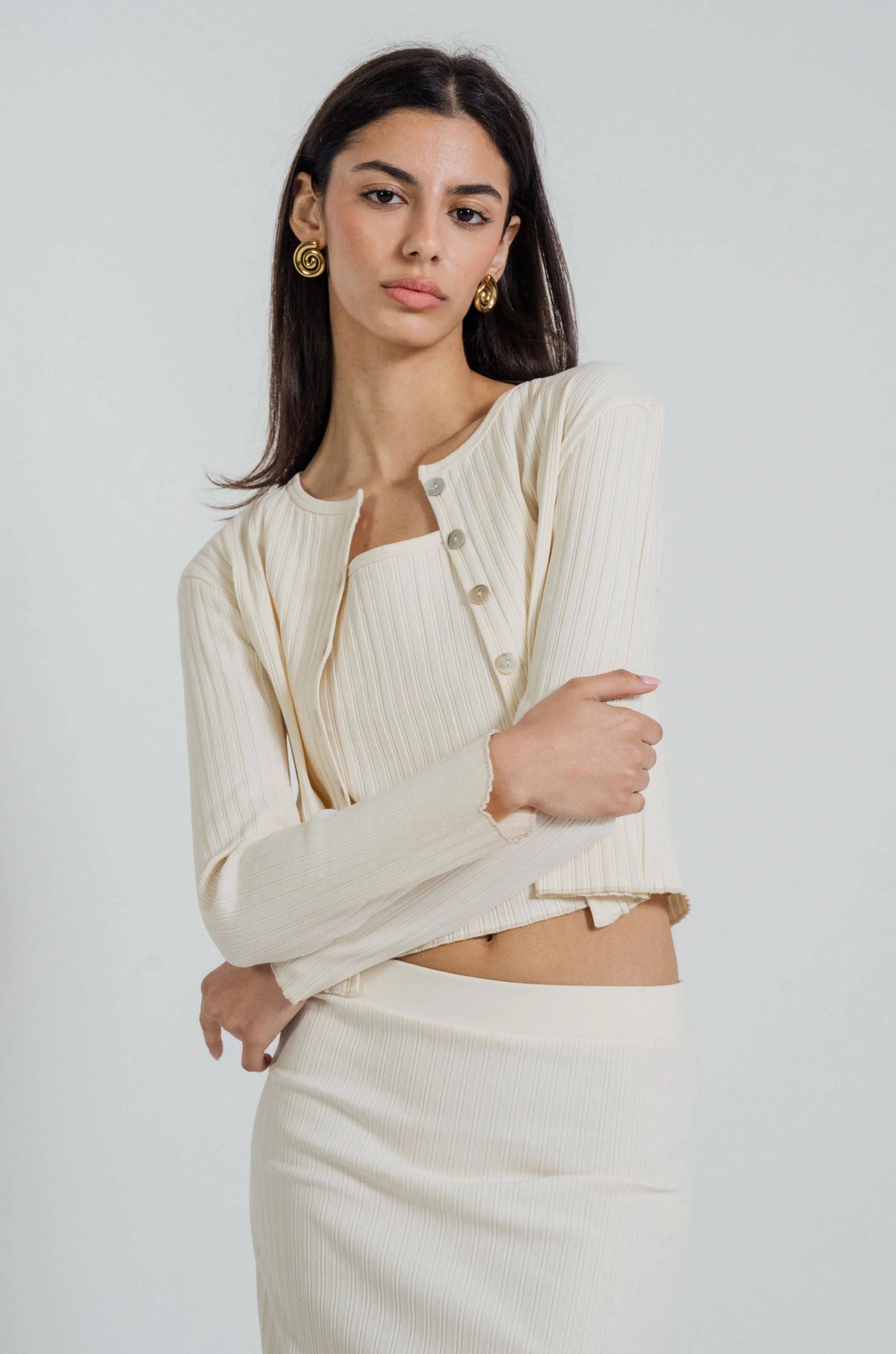Rib Knit Cardigan Ivory sold by Wildflo Studio product image thumbnail 3