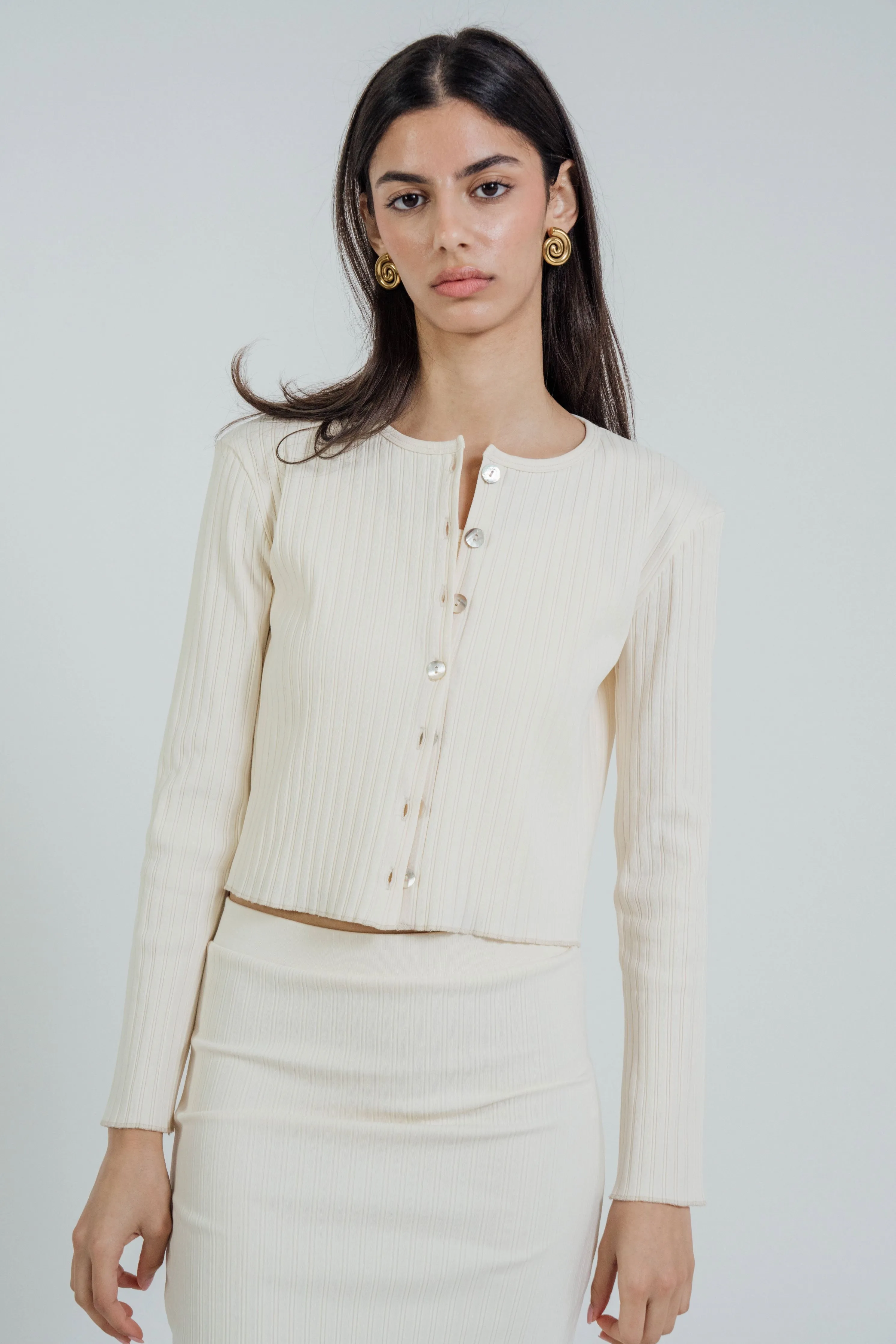 Rib Knit Cardigan Ivory sold by Wildflo Studio product image thumbnail 4