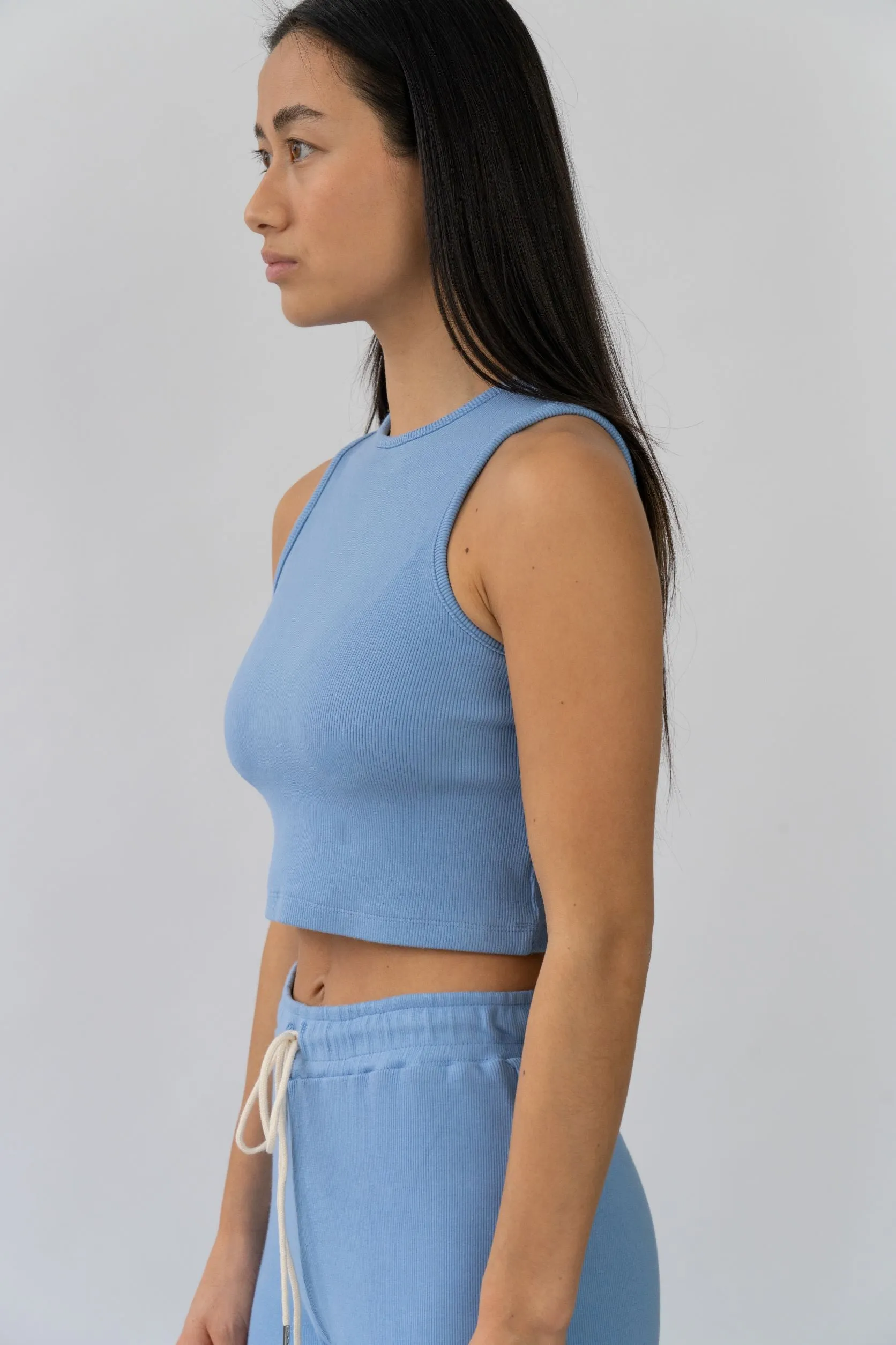 High Neck Ribbed Tank Cornflower sold by Wildflo Studio