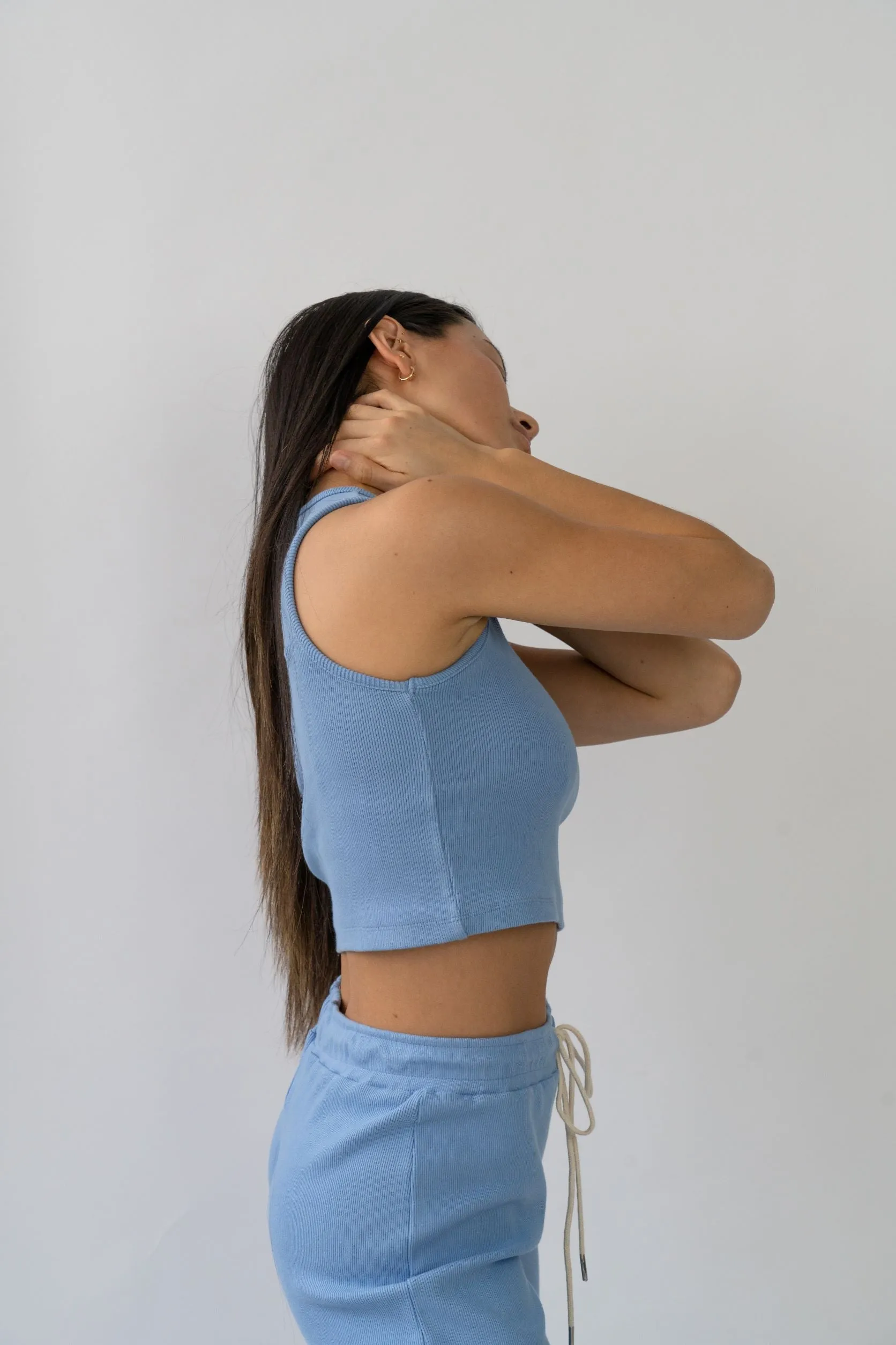 High Neck Ribbed Tank Cornflower sold by Wildflo Studio product image thumbnail 4