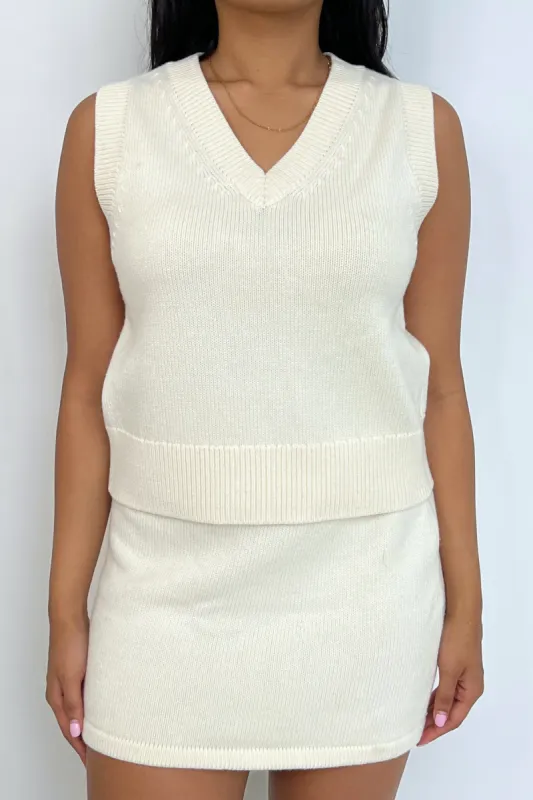Sample Knit Mini Skirt Cream sold by Wildflo Studio