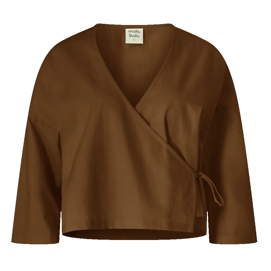 Organic Cotton Wrap Top Toffee sold by Wildflo Studio product image thumbnail 5
