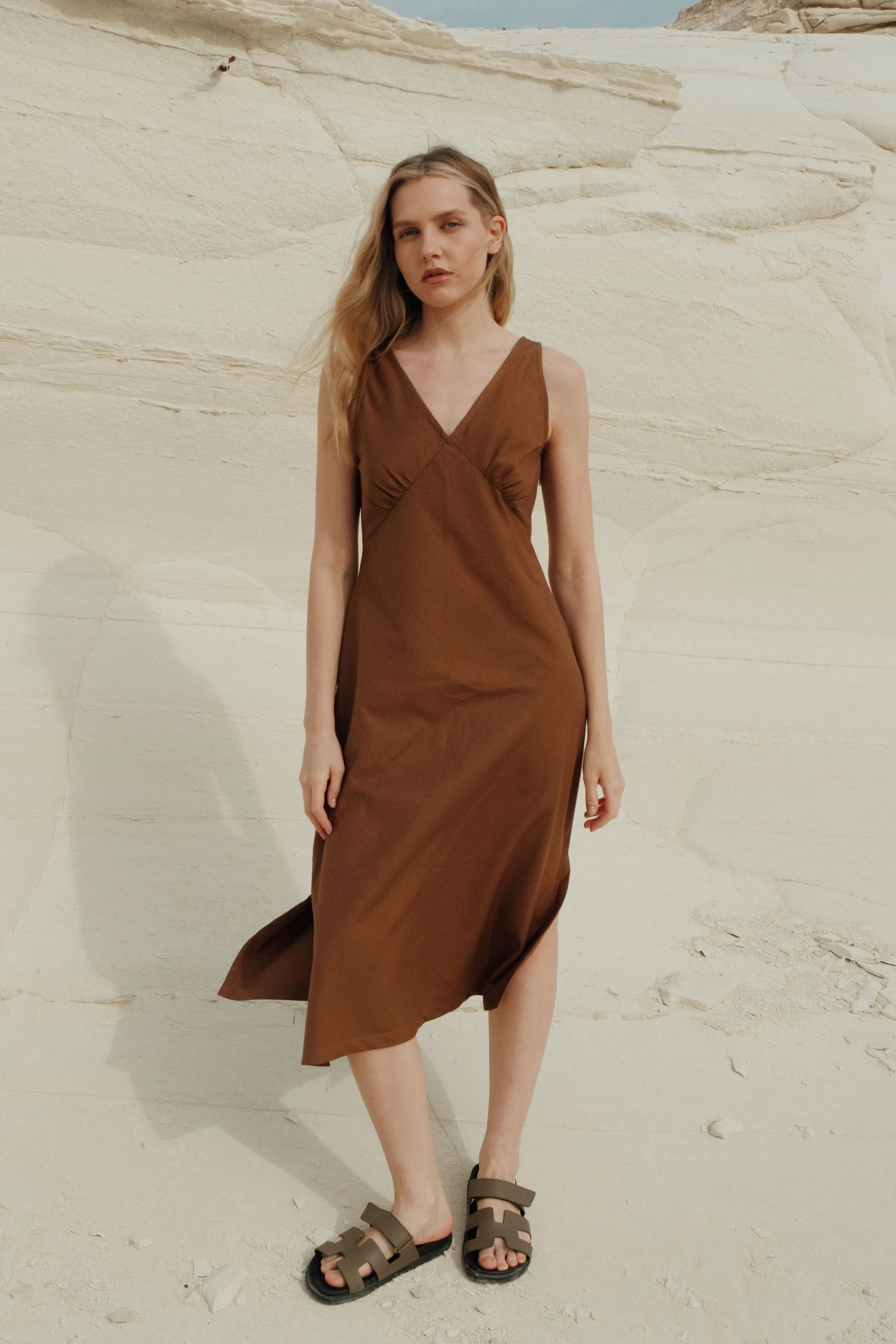 Organic Cotton Midi Slip Dress Toffee sold by Wildflo Studio