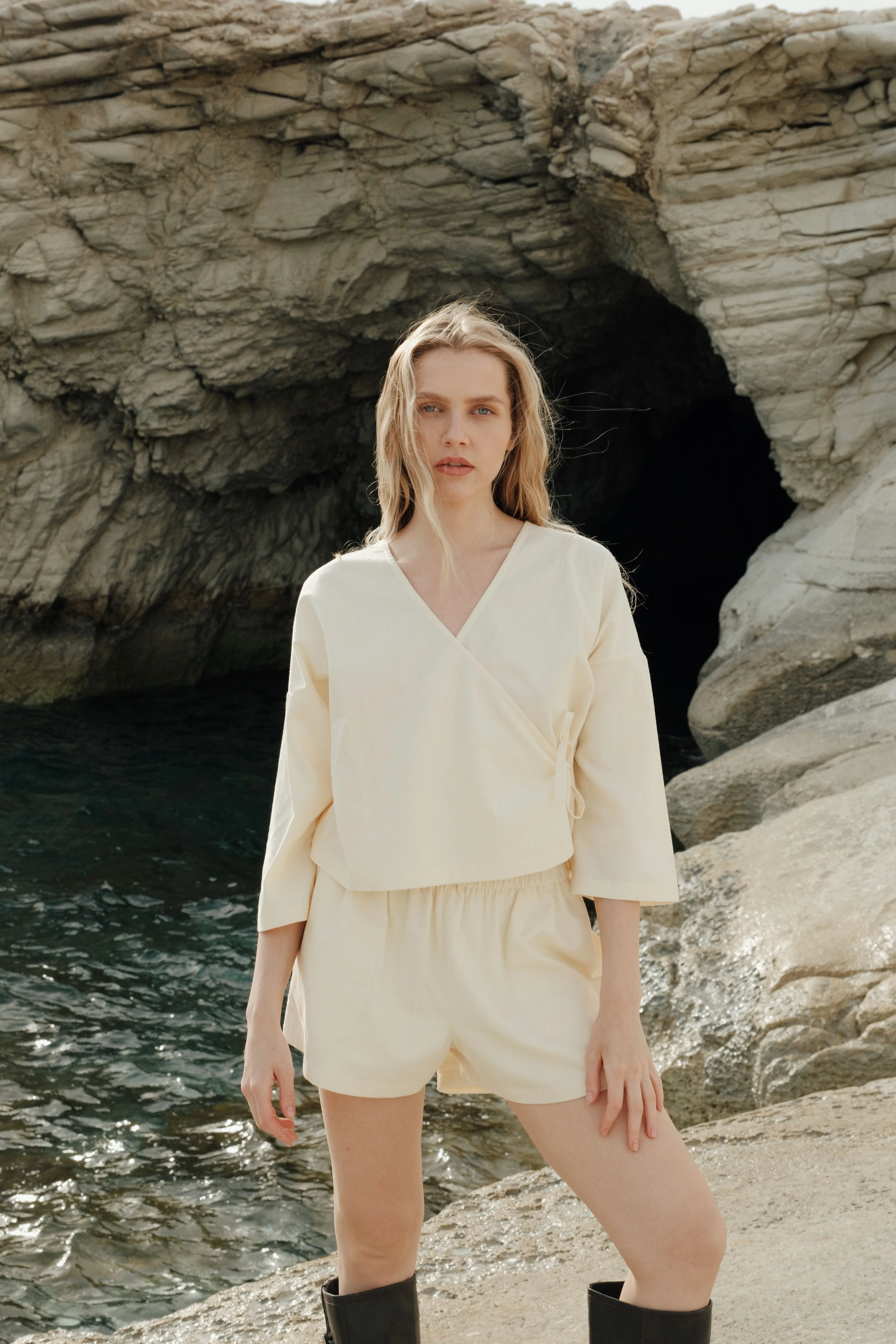 Organic Cotton Wrap Top Butter sold by Wildflo Studio