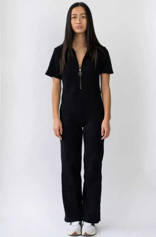 Ribbed Polo Jumpsuit Jet Black sold by Wildflo Studio