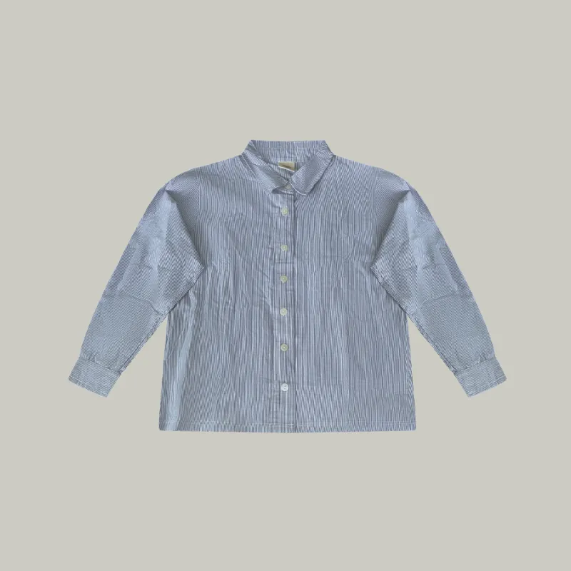 Relaxed Button Down Shirt Sea Blue Stripe sold by Wildflo Studio