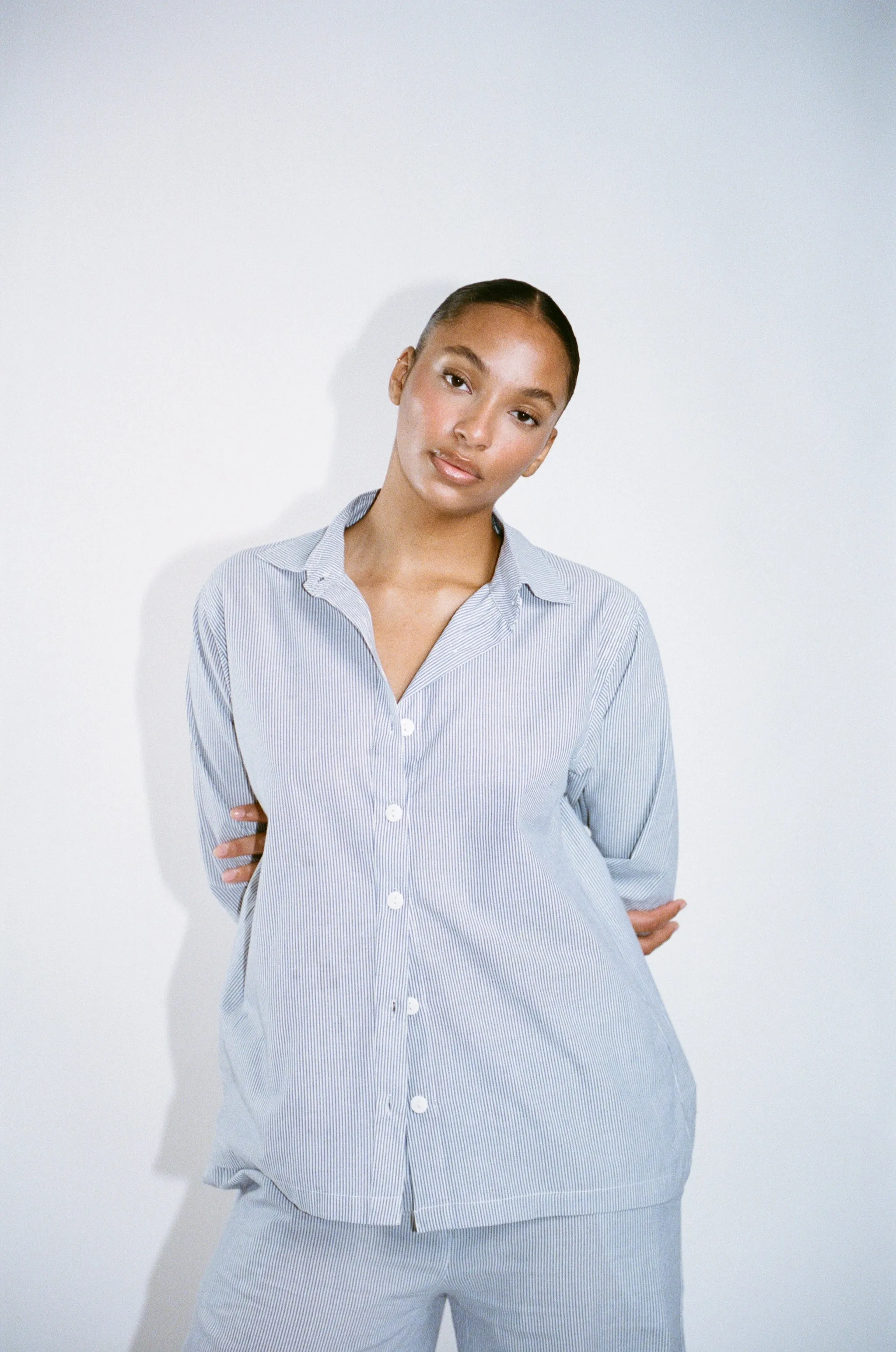 Relaxed Button Down Shirt Sea Blue Stripe sold by Wildflo Studio product image thumbnail 2