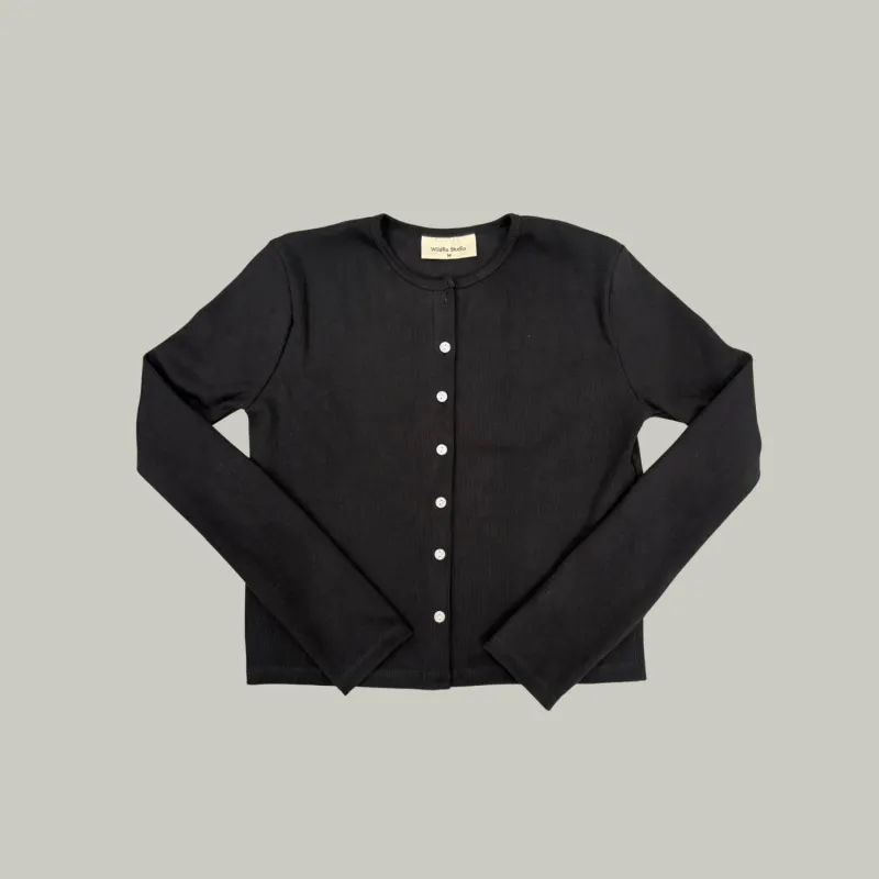 Rib Cardigan Charcoal sold by Wildflo Studio