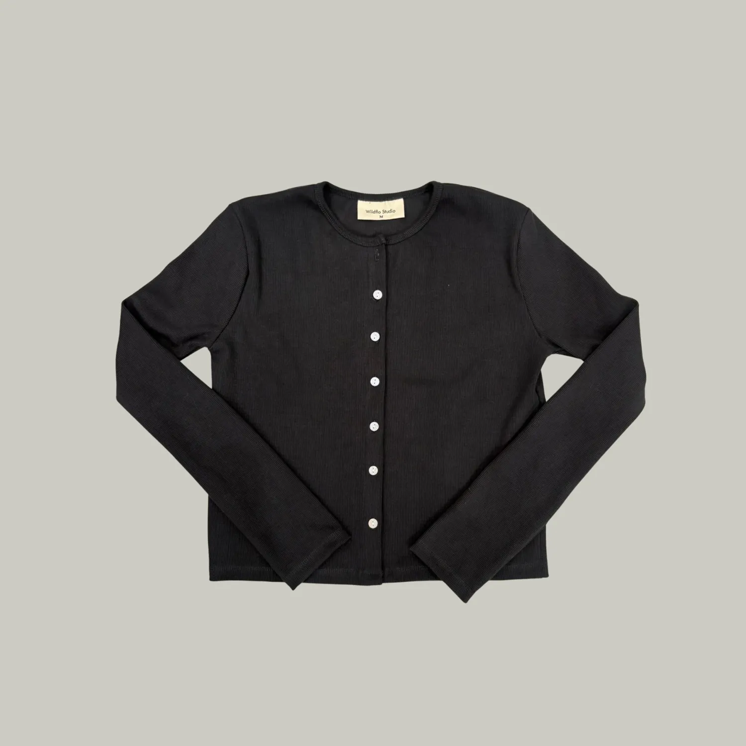 Rib Cardigan Charcoal sold by Wildflo Studio