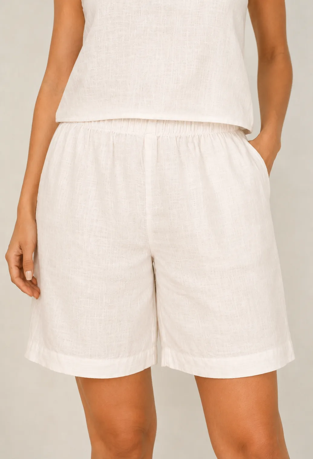 Linen Bermuda Shorts Ecru sold by Wildflo Studio product image thumbnail 2