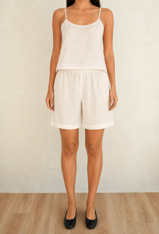 Linen Bermuda Shorts Ecru made by Wildflo Studio