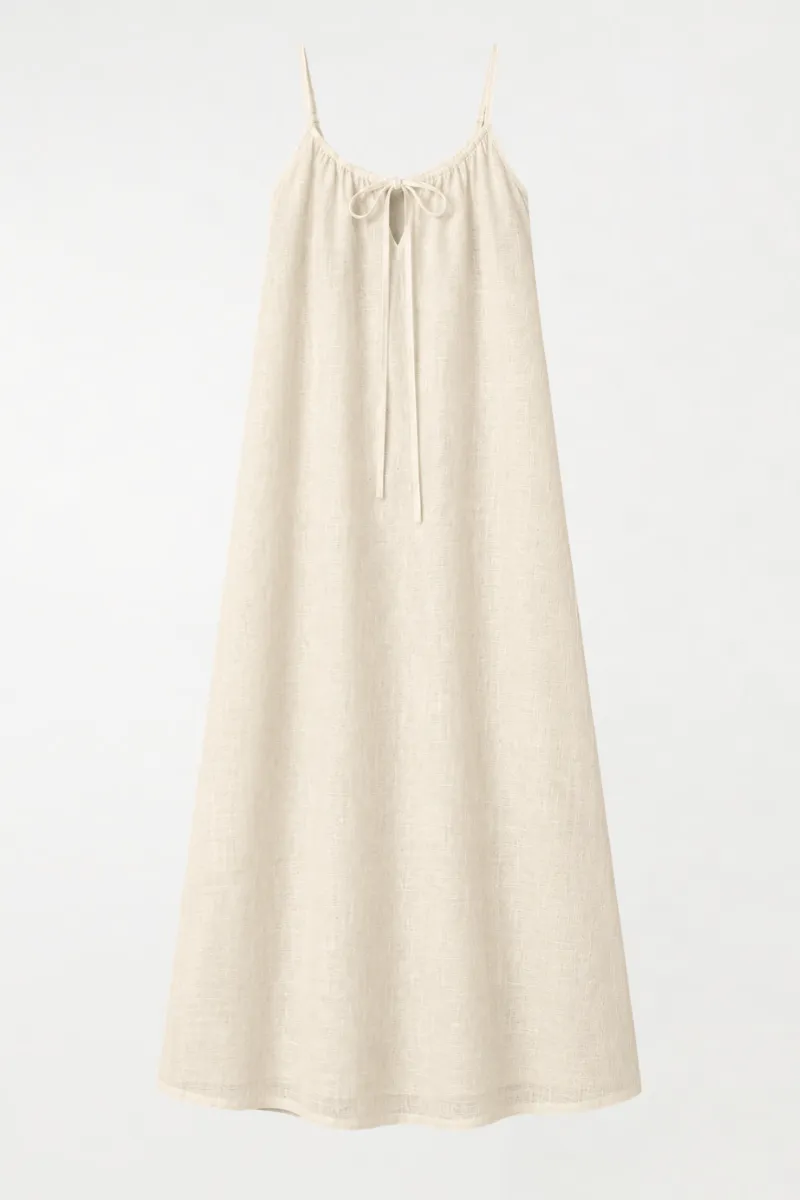 Linen Keyhole Maxi Dress Ecru sold by Wildflo Studio product image thumbnail 2