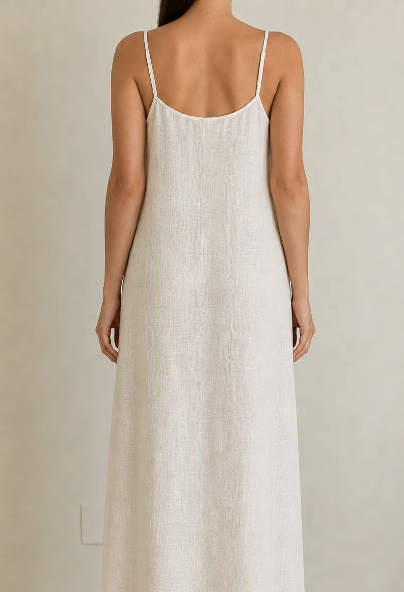 Linen Keyhole Maxi Dress Ecru sold by Wildflo Studio product image thumbnail 3