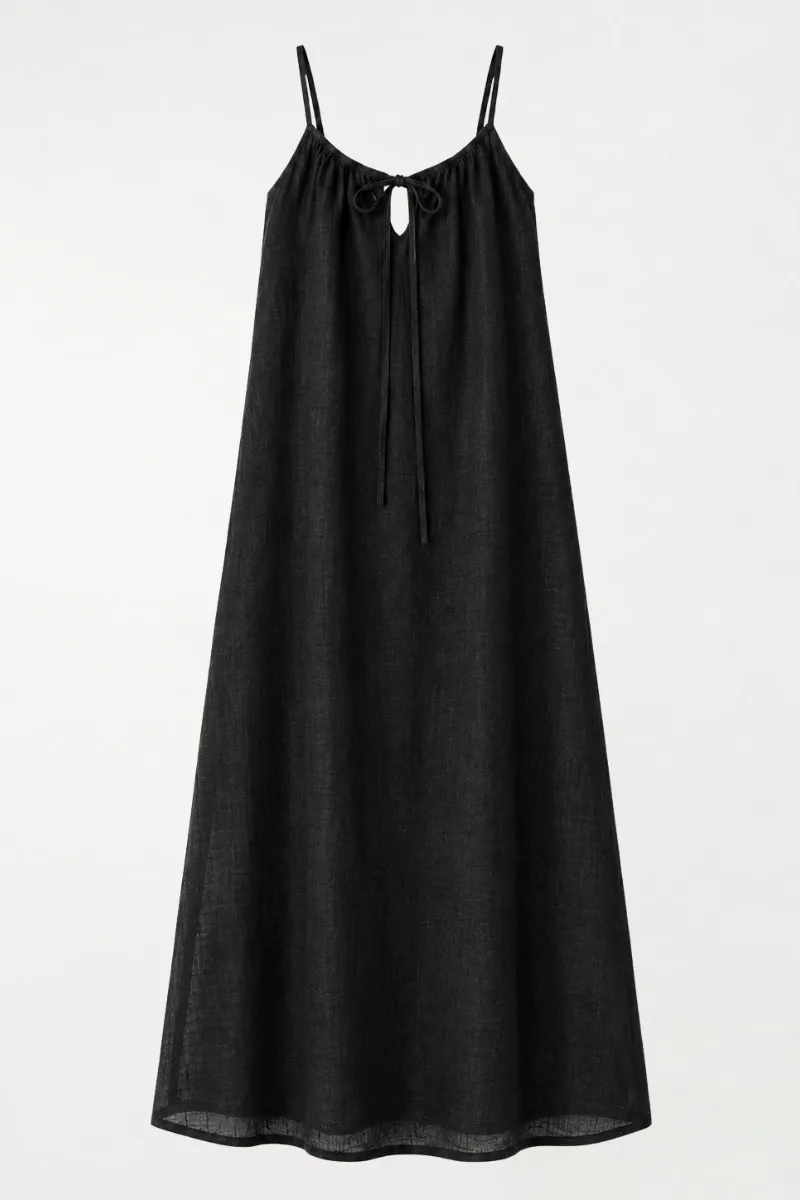 Linen Keyhole Maxi Dress Ink sold by Wildflo Studio product image thumbnail 2