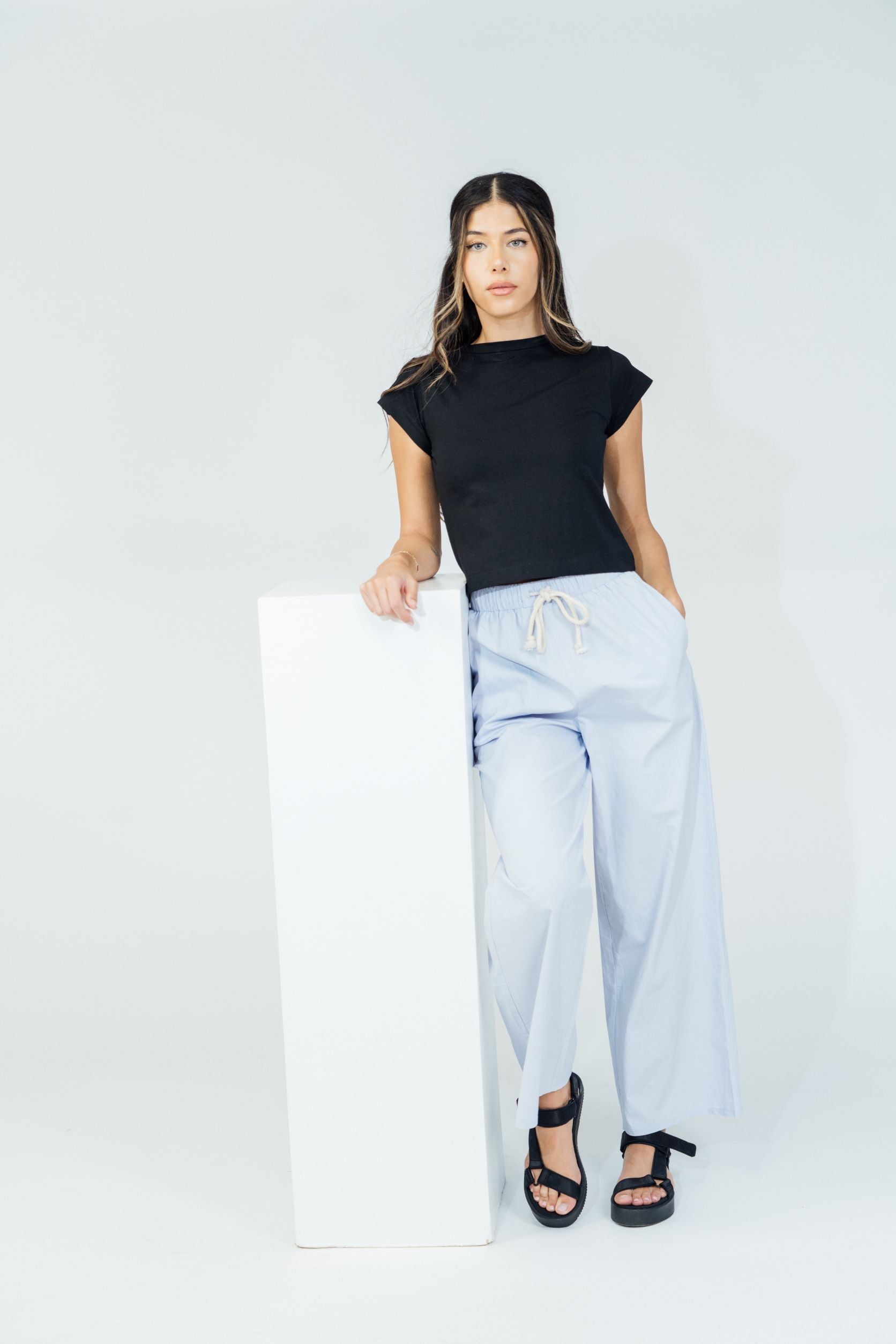 Poplin Wide Leg Pants Light Blue sold by Wildflo Studio product image thumbnail 3