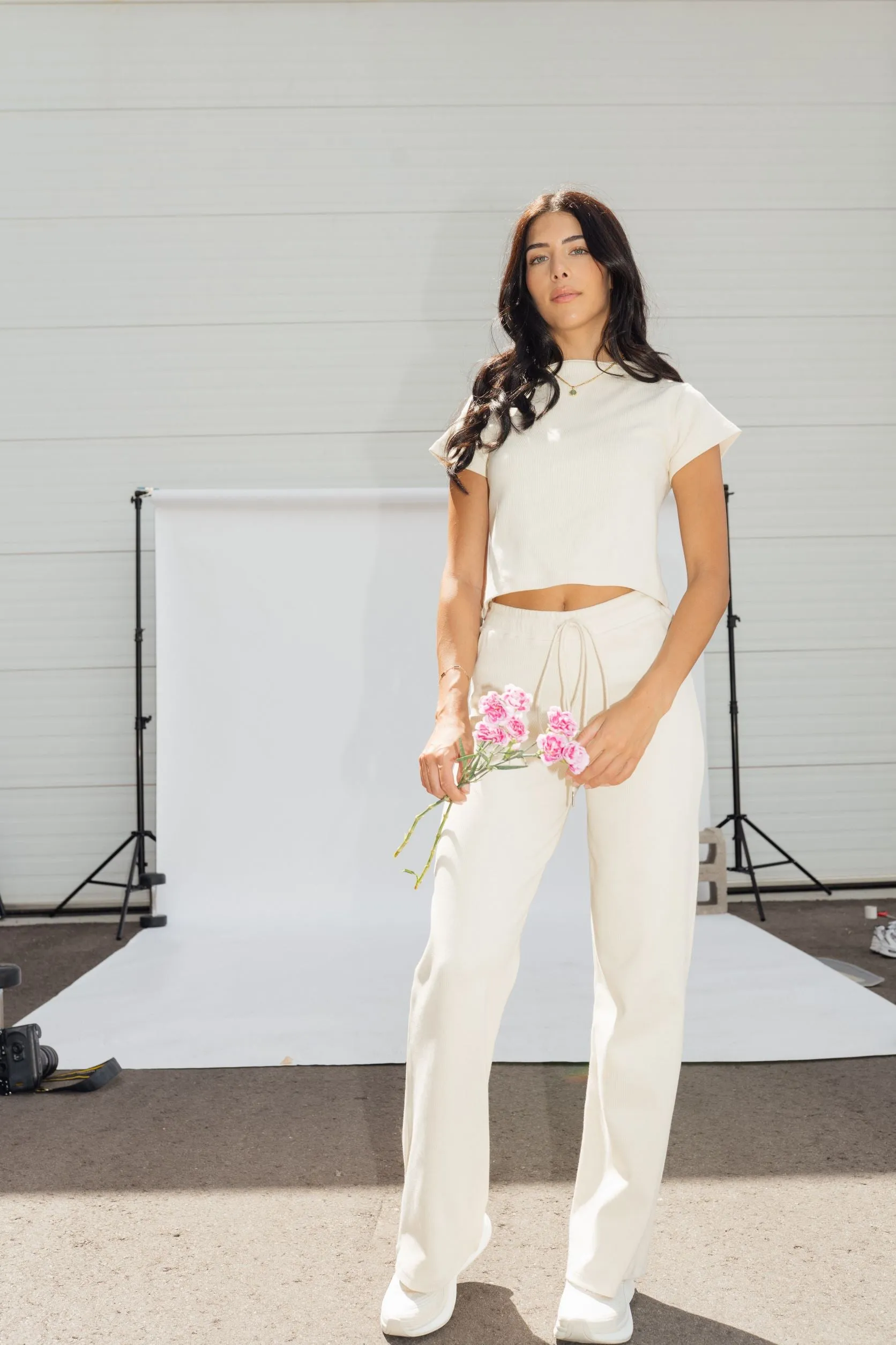 Wide Leg Lounge Pants Cream sold by Wildflo Studio product image thumbnail 5