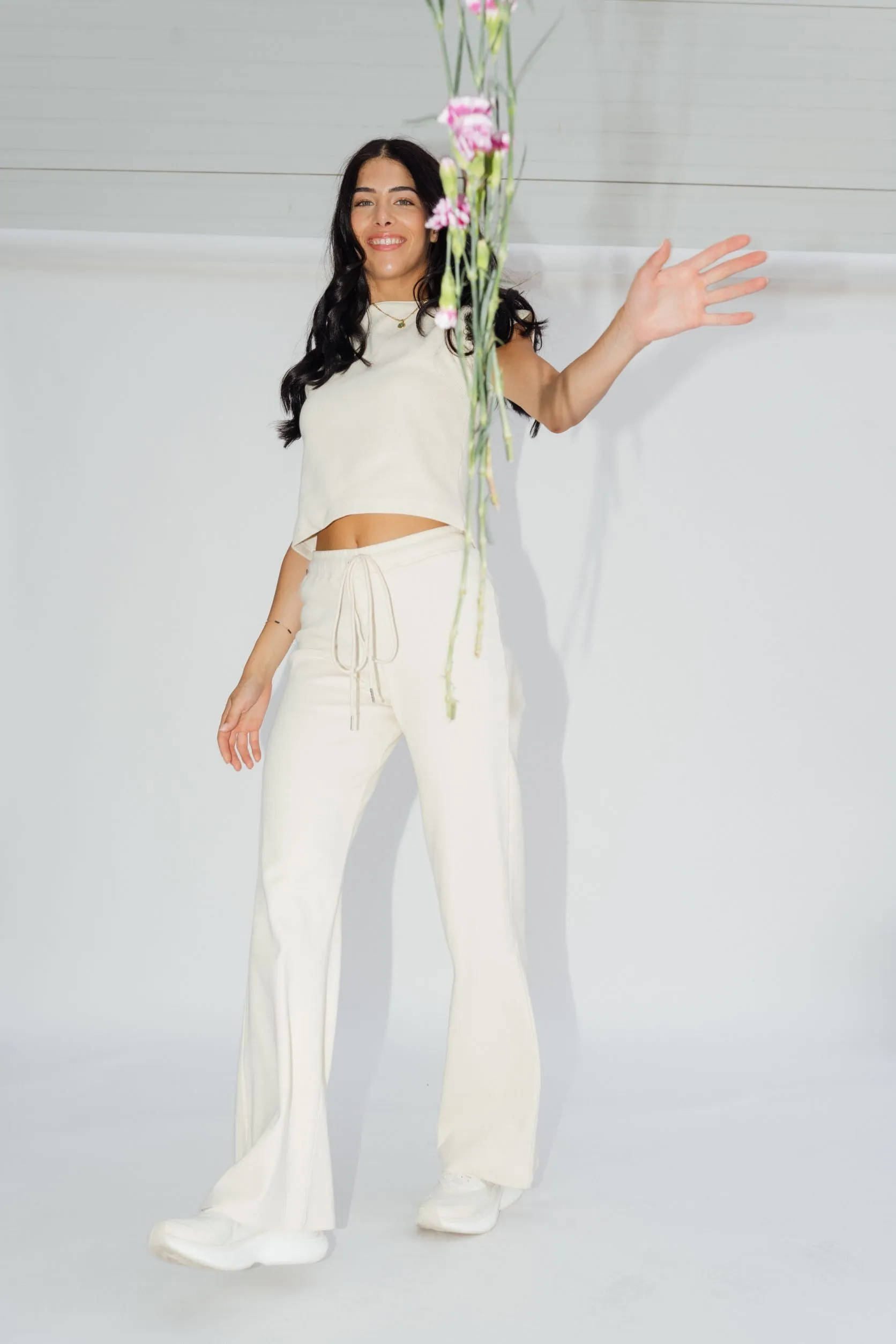 Wide Leg Lounge Pants Cream sold by Wildflo Studio product image thumbnail 4