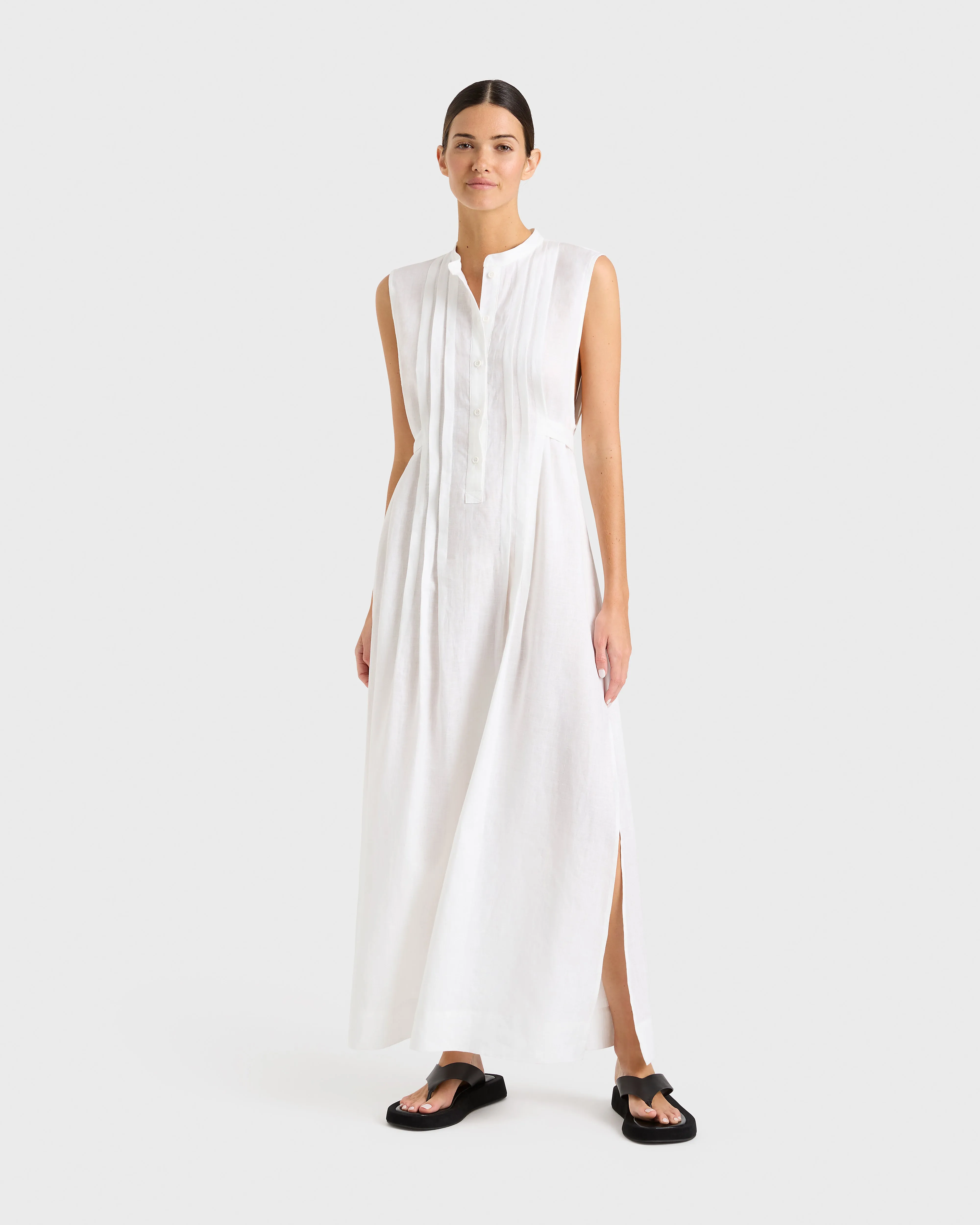 Leiden Button Front Maxi Dress - White sold by Bondi Born