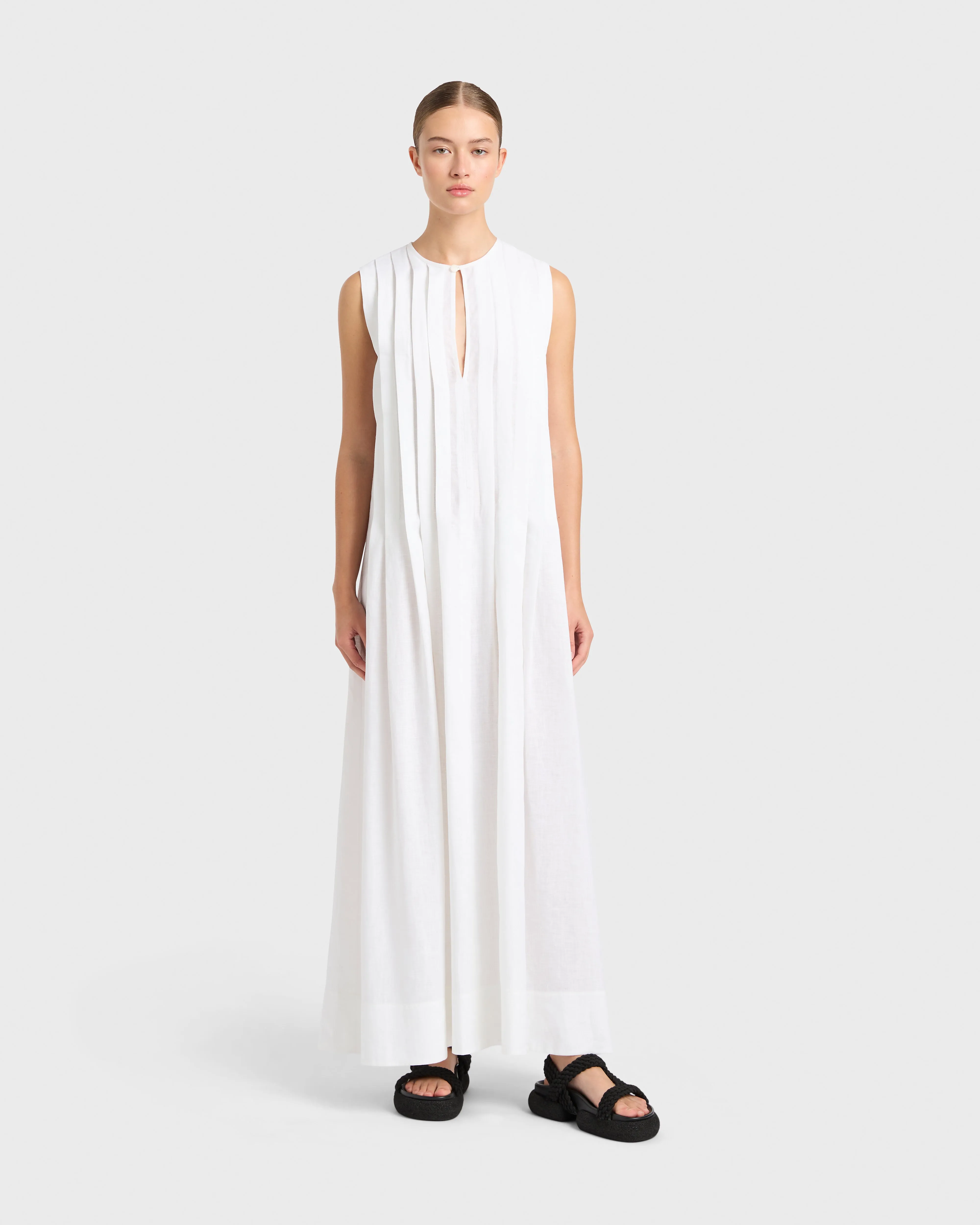 Leiden Pleat Front Maxi Dress - White sold by Bondi Born