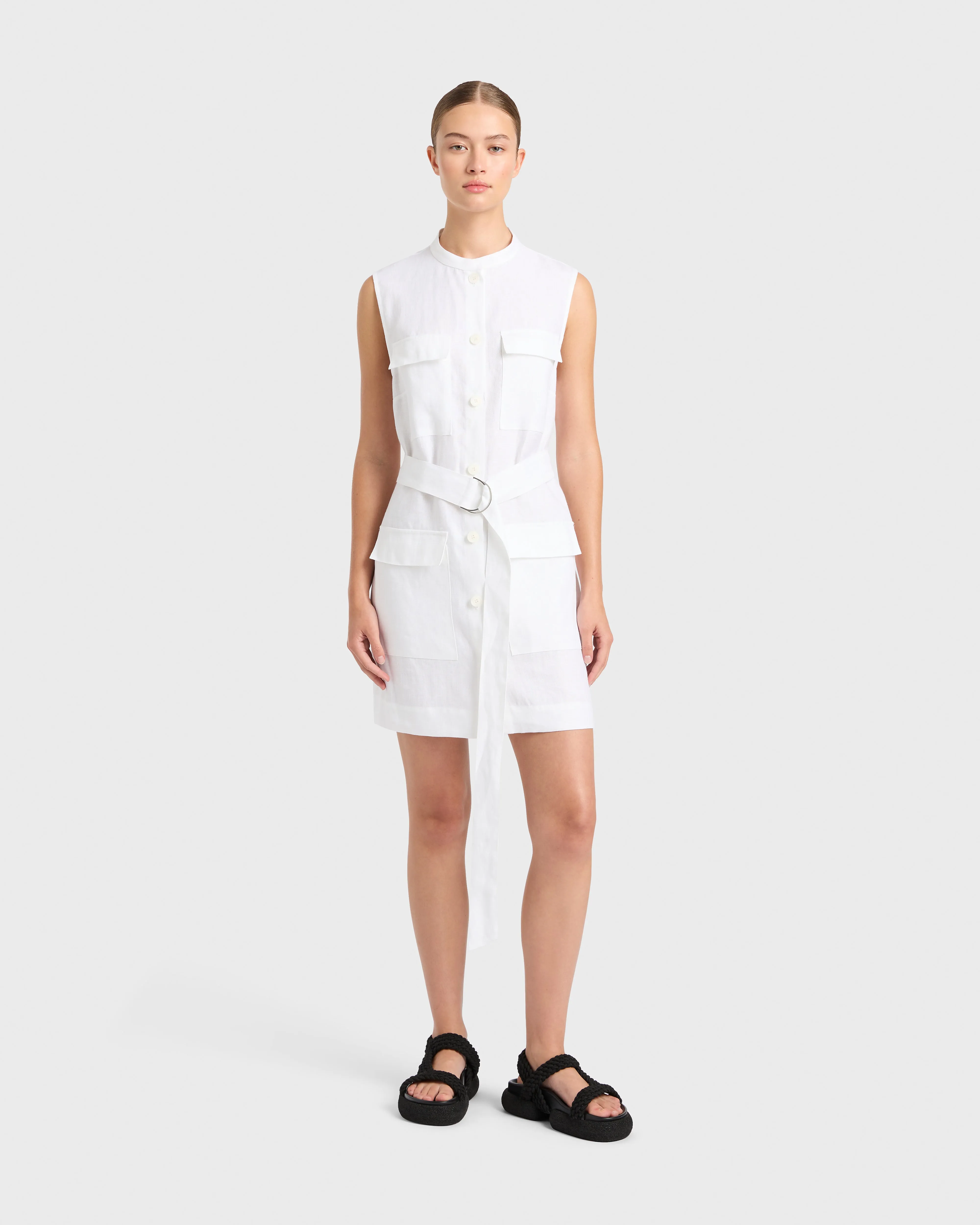 Delphi Utility Dress - White sold by Bondi Born
