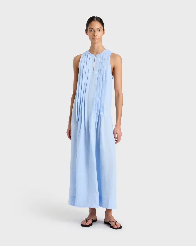 Leiden Pleat Front Maxi Dress - Sky sold by Bondi Born