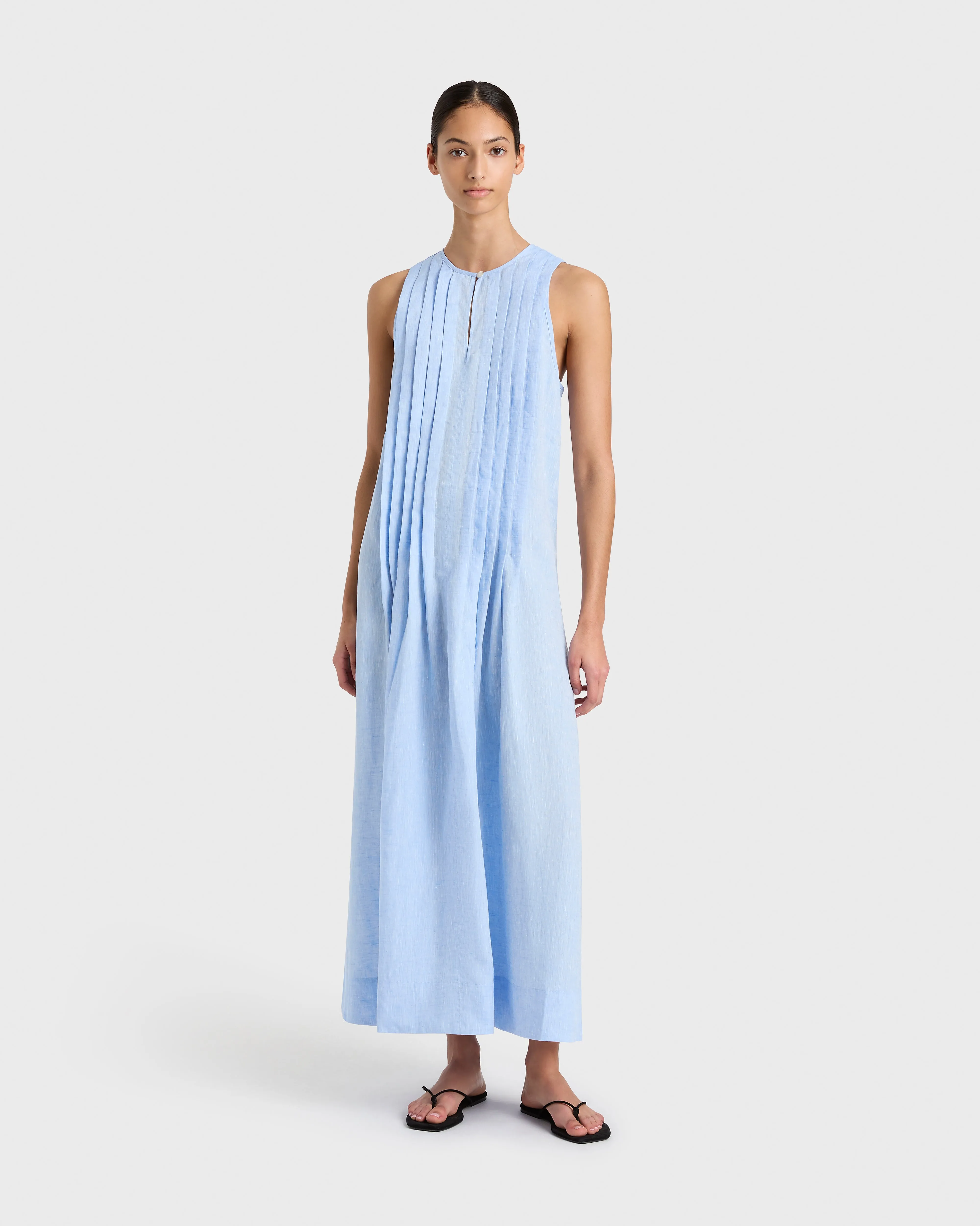 Leiden Pleat Front Maxi Dress - Sky sold by Bondi Born
