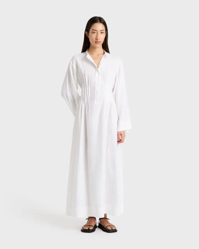 Leiden Pleated Caftan Dress - White made by Bondi Born