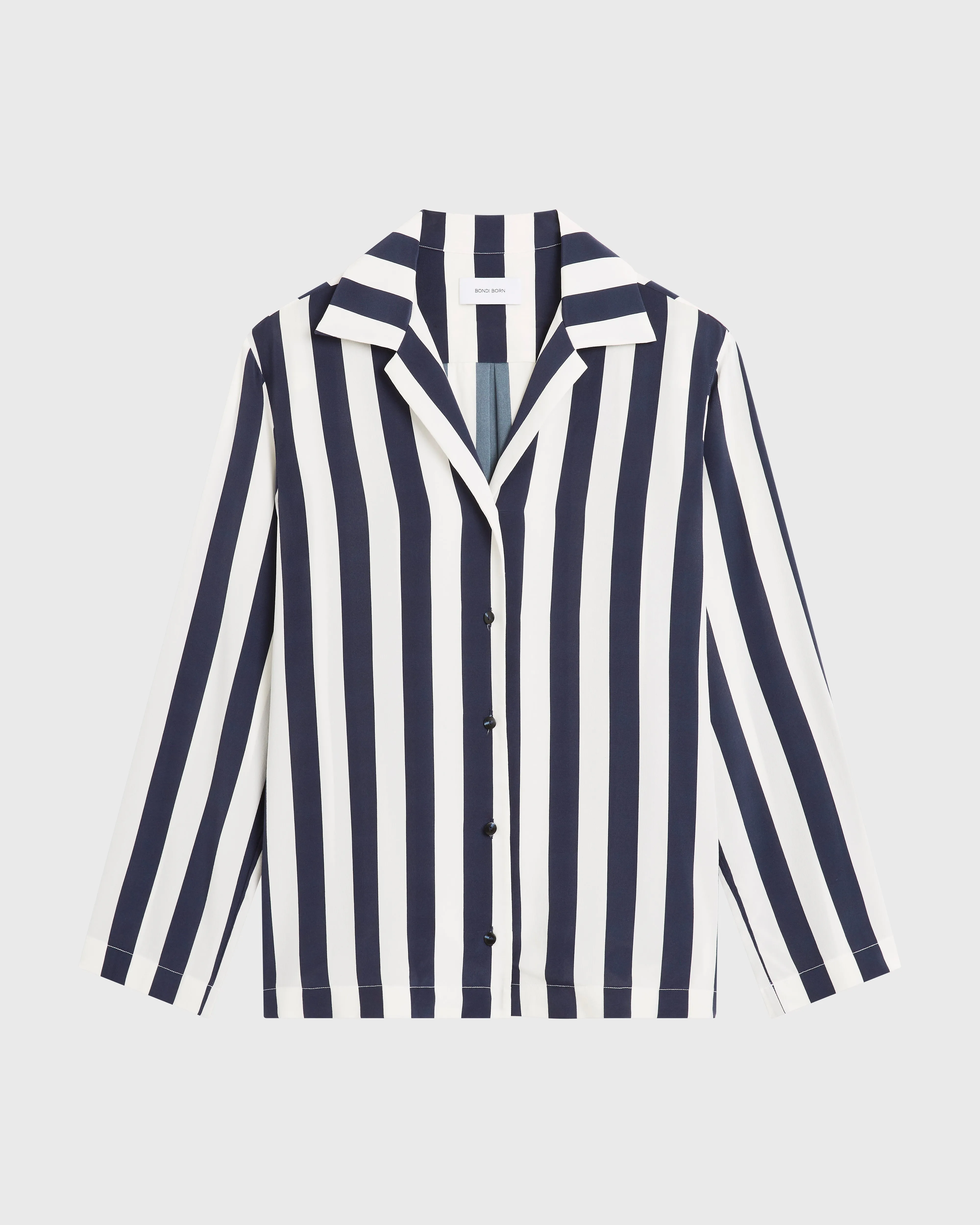 Orta Silk Long Sleeve Blouse - Navy Stripe sold by Bondi Born product image thumbnail 3