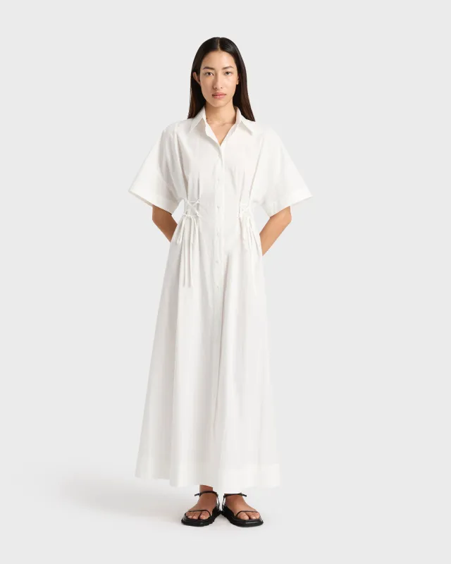 Kyoto Lace Front Shirt Dress - White sold by Bondi Born