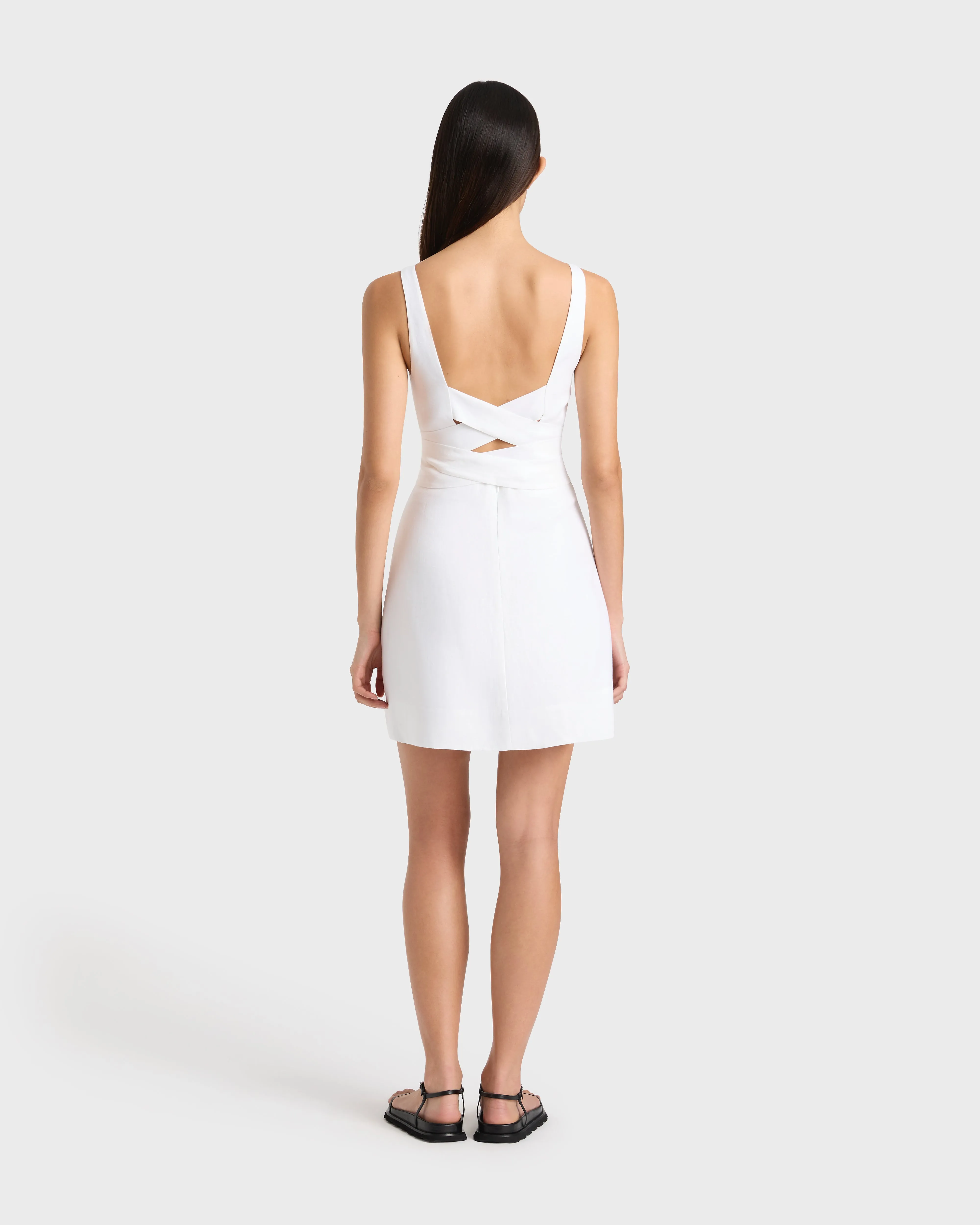 Delphi Tie Back Mini Dress - White sold by Bondi Born product image thumbnail 2