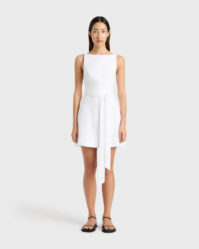 Delphi Tie Back Mini Dress - White sold by Bondi Born