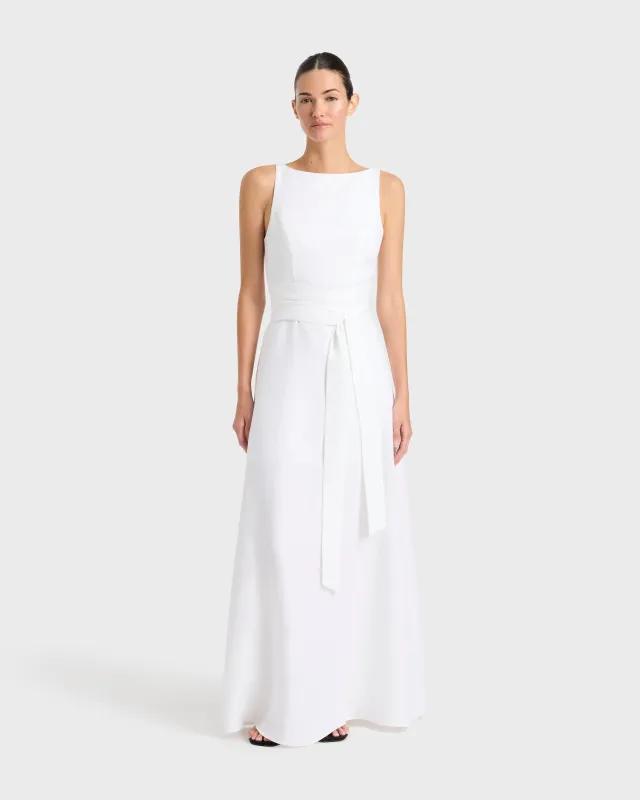 Delphi Tie Back Maxi Dress - White sold by Bondi Born