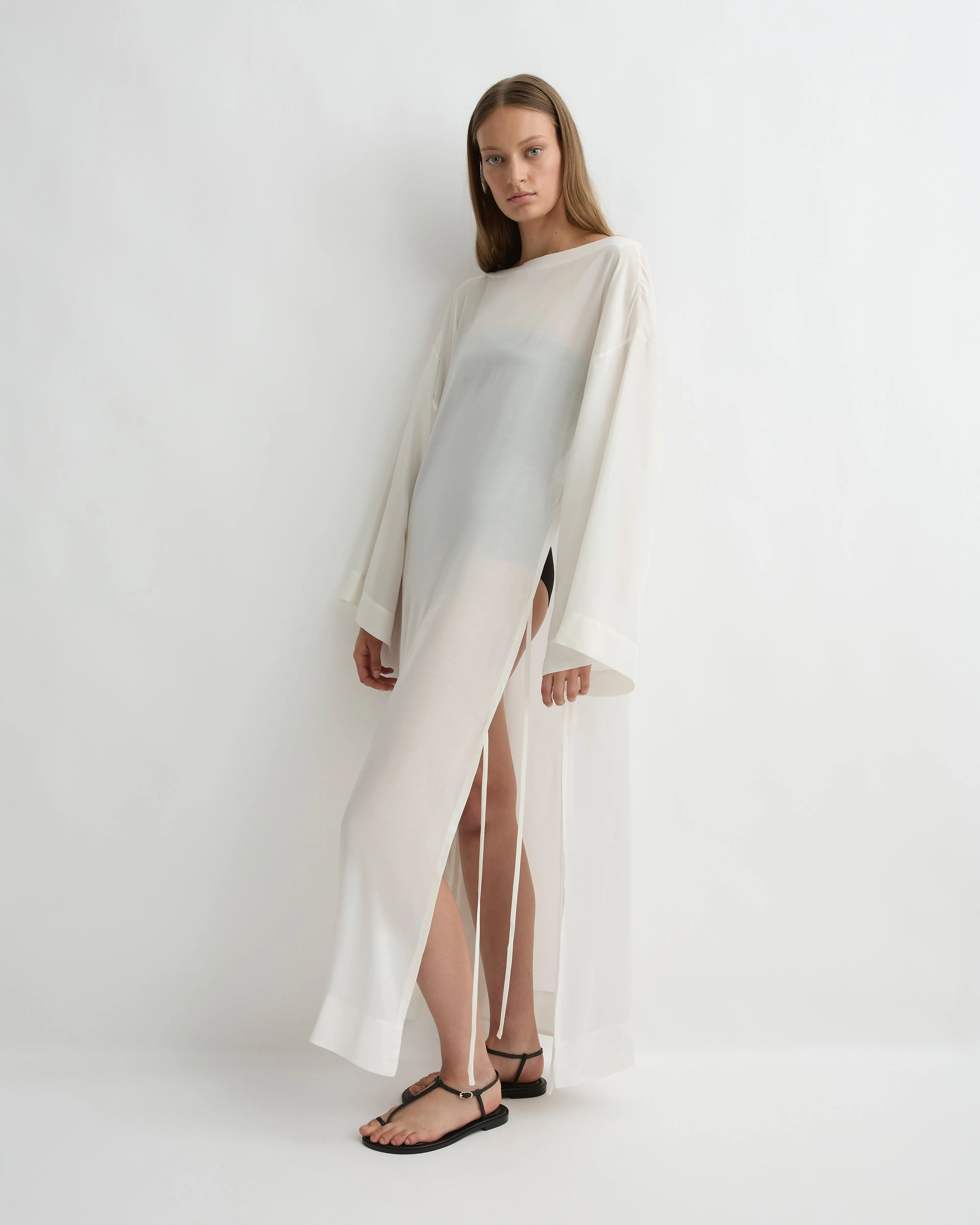 Cremona Tie-Side Maxi Coverup - White sold by Bondi Born product image thumbnail 2