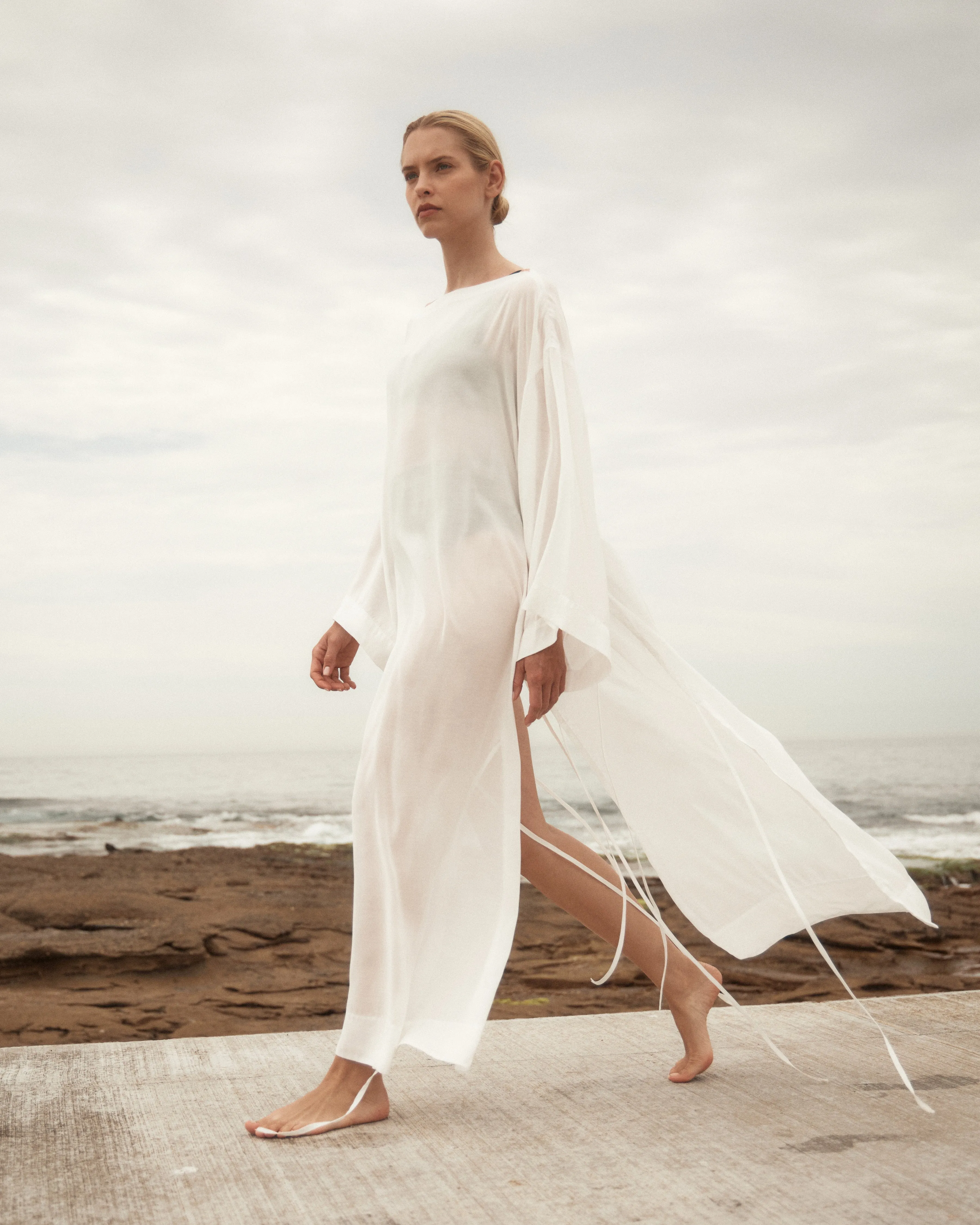 Cremona Tie-Side Maxi Coverup - White sold by Bondi Born product image thumbnail 4