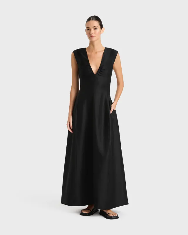 Bormio V Neck Midi Dress - Black sold by Bondi Born