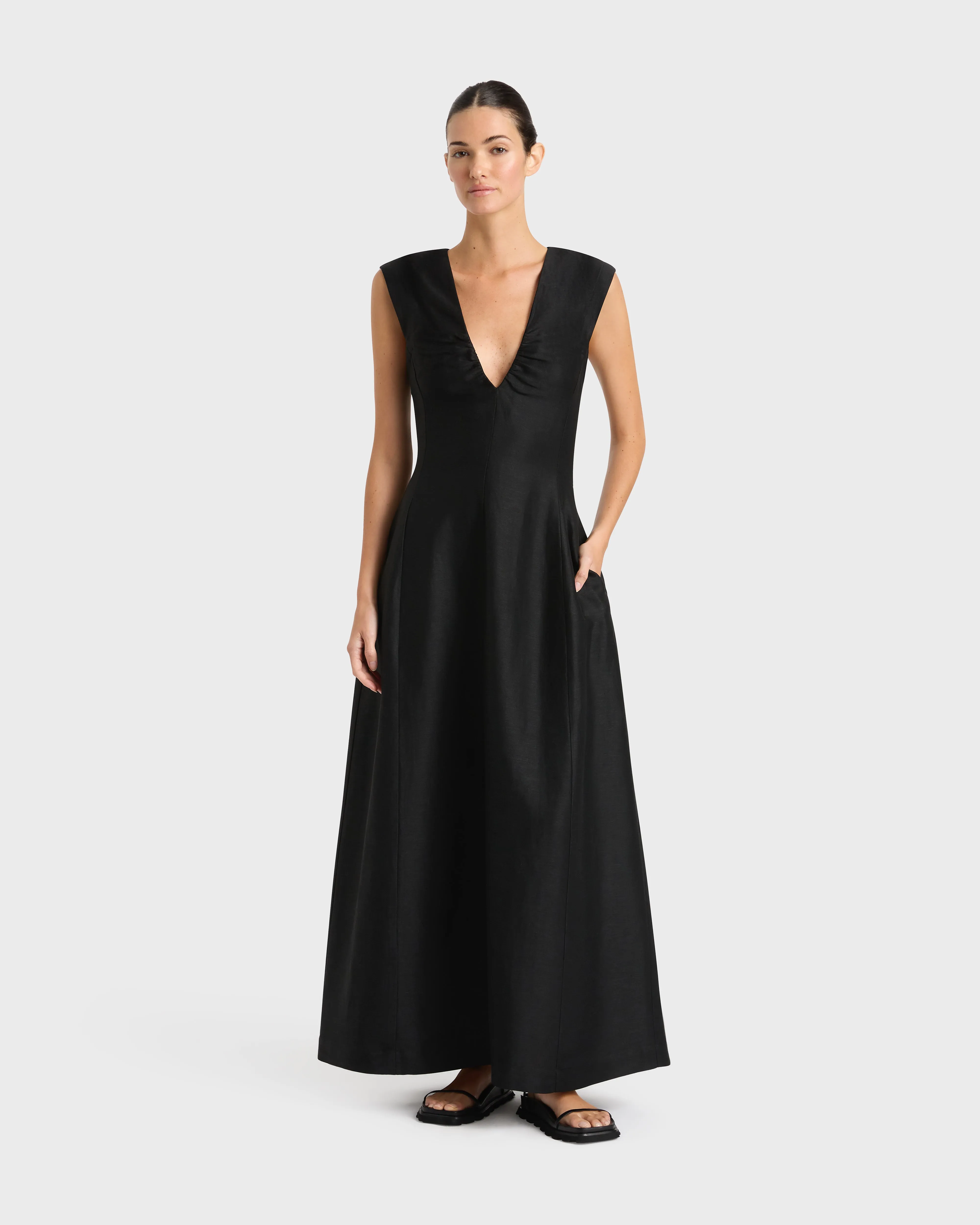 Bormio V Neck Midi Dress - Black sold by Bondi Born