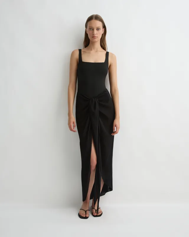 Cremona Tie-Front Sarong - Black sold by Bondi Born